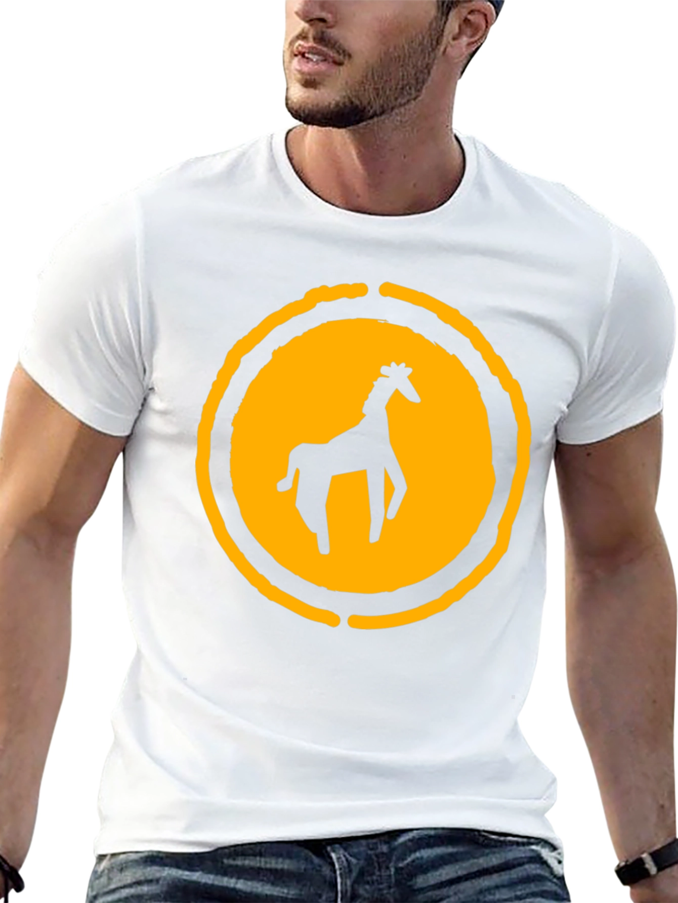 Black T-Shirt with Giraffe Graphic