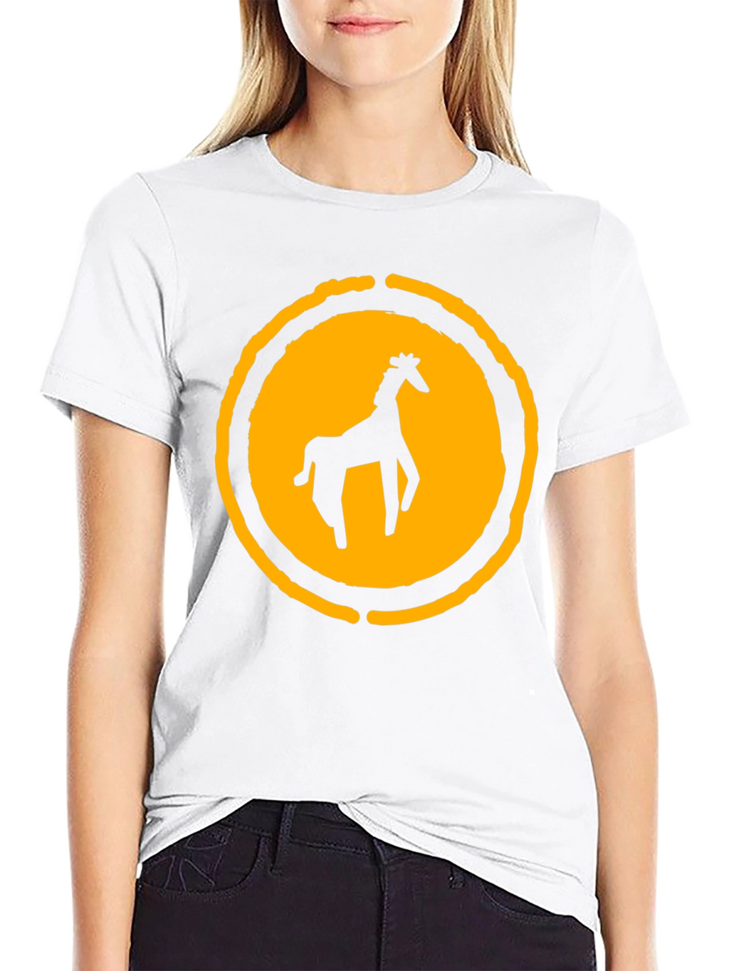 Black T-Shirt with Giraffe Graphic