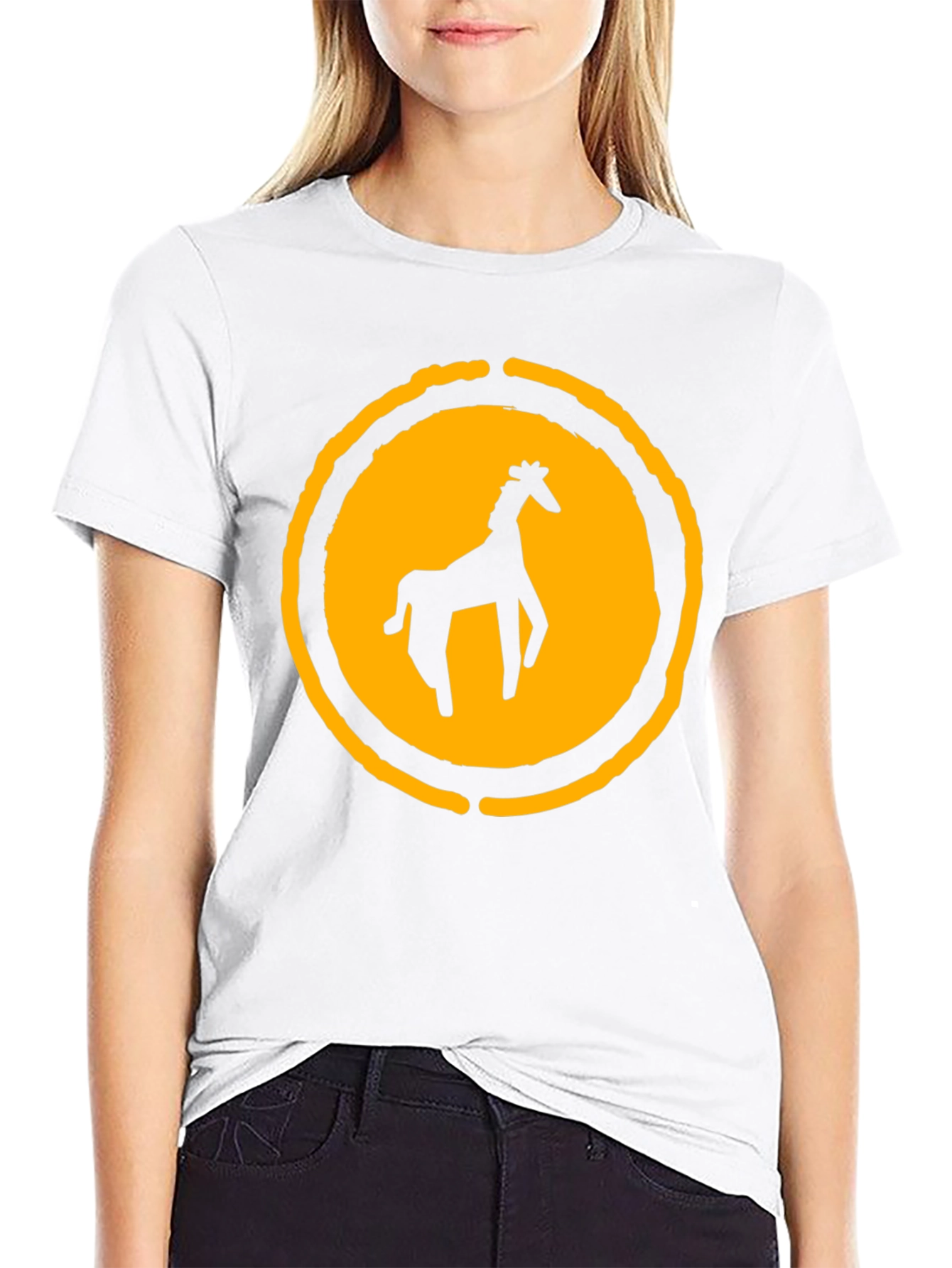 Black T-Shirt with Giraffe Graphic
