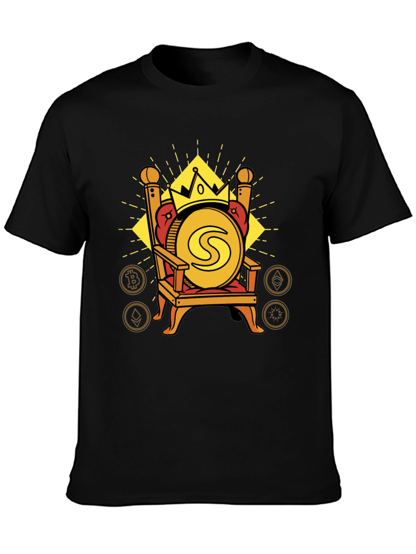 Crypto King T-Shirt - Coin on Throne Design