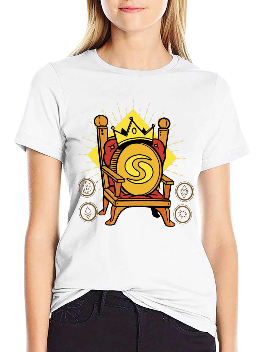 Crypto King T-Shirt - Coin on Throne Design