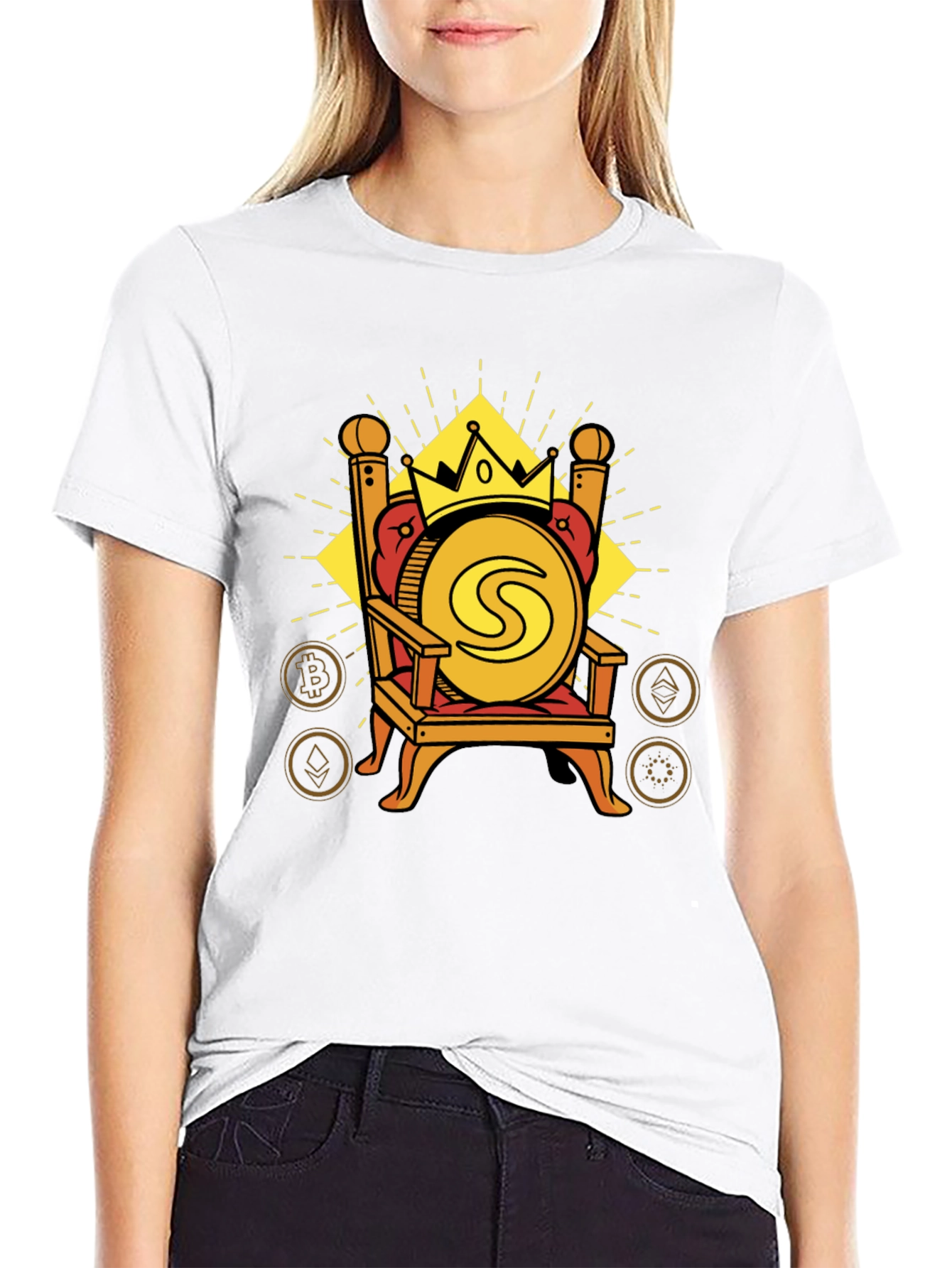 Crypto King T-Shirt - Coin on Throne Design