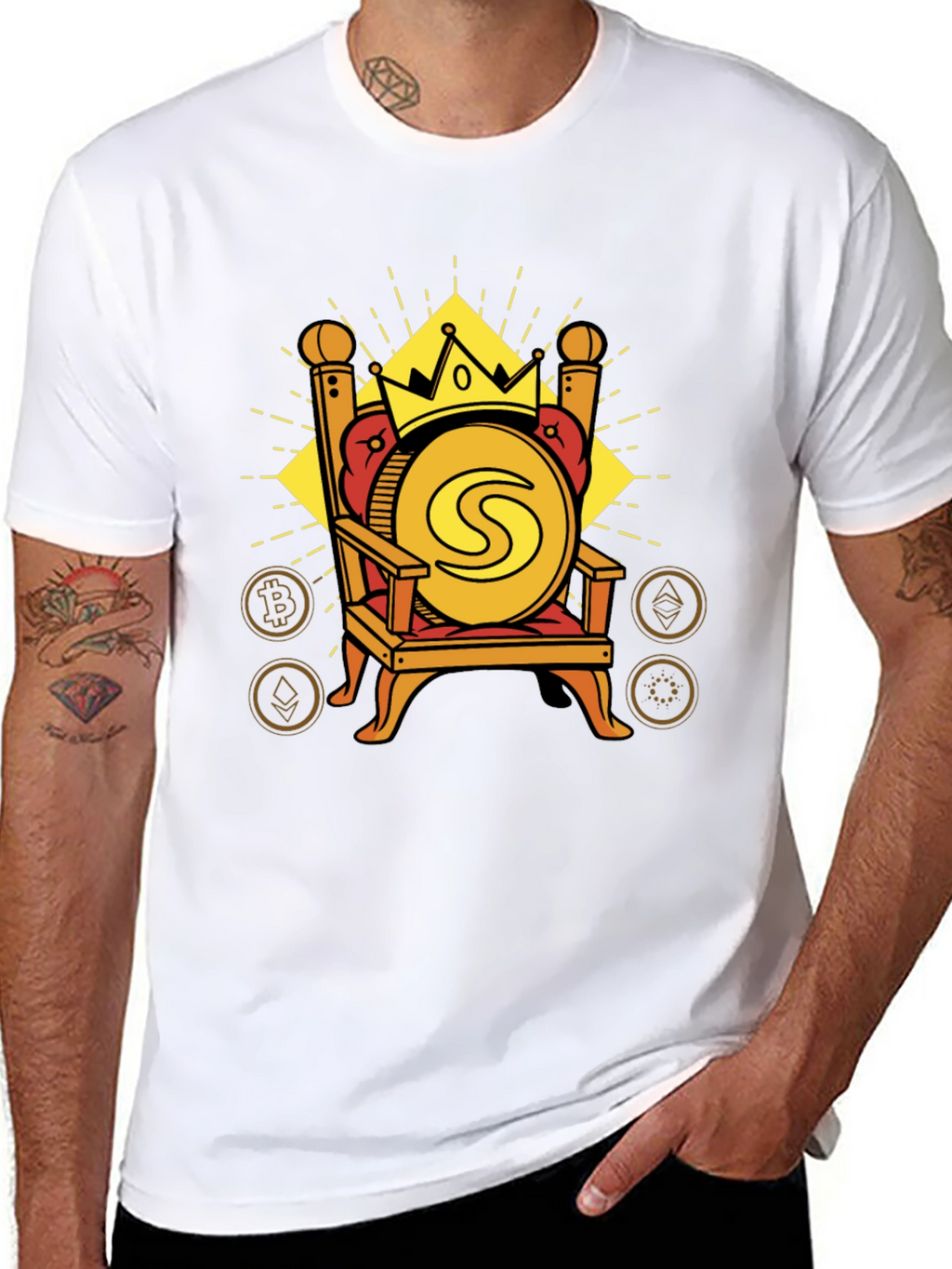 Crypto King T-Shirt - Coin on Throne Design