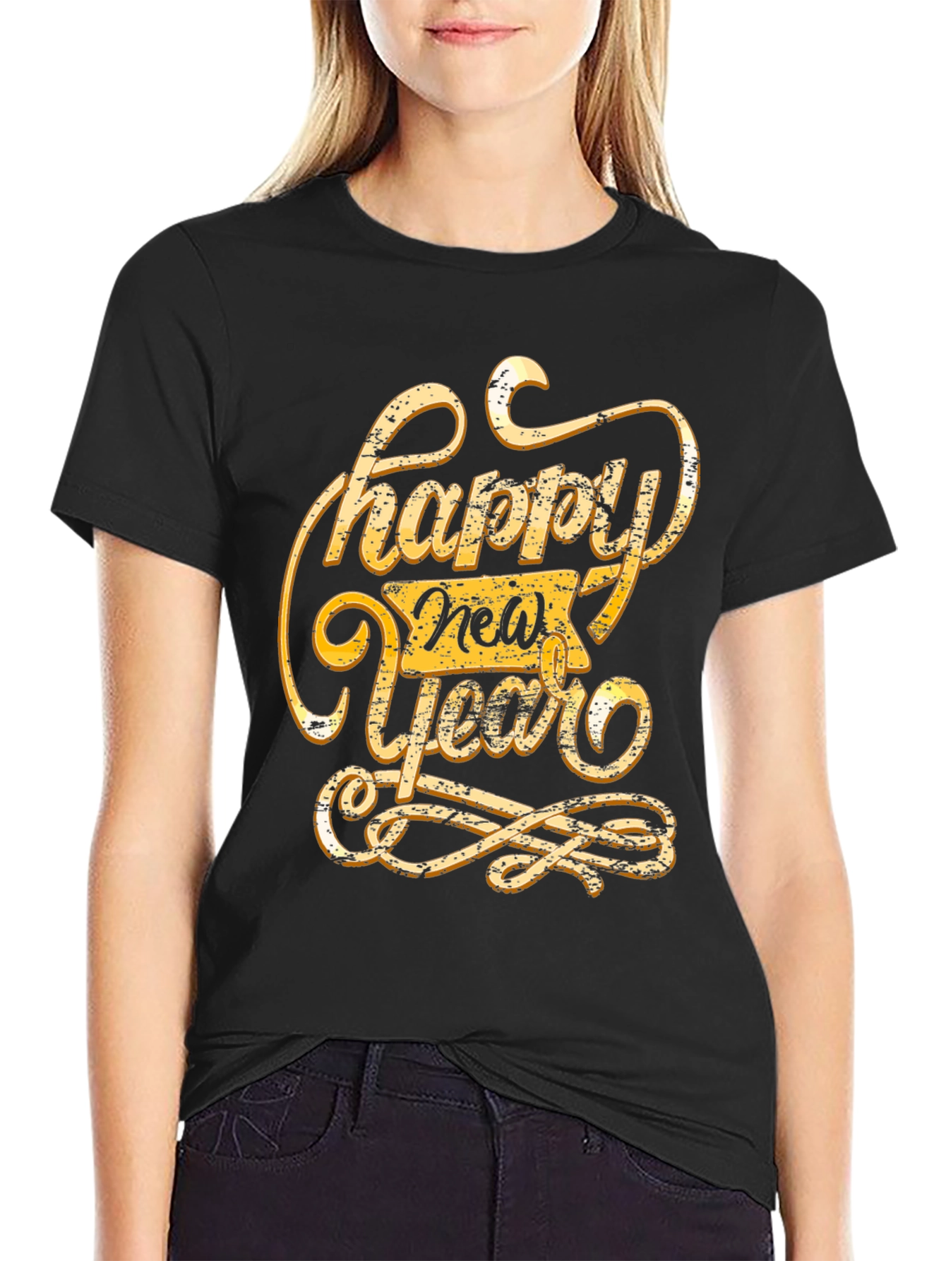 Happy New Year Graphic Tee - Black