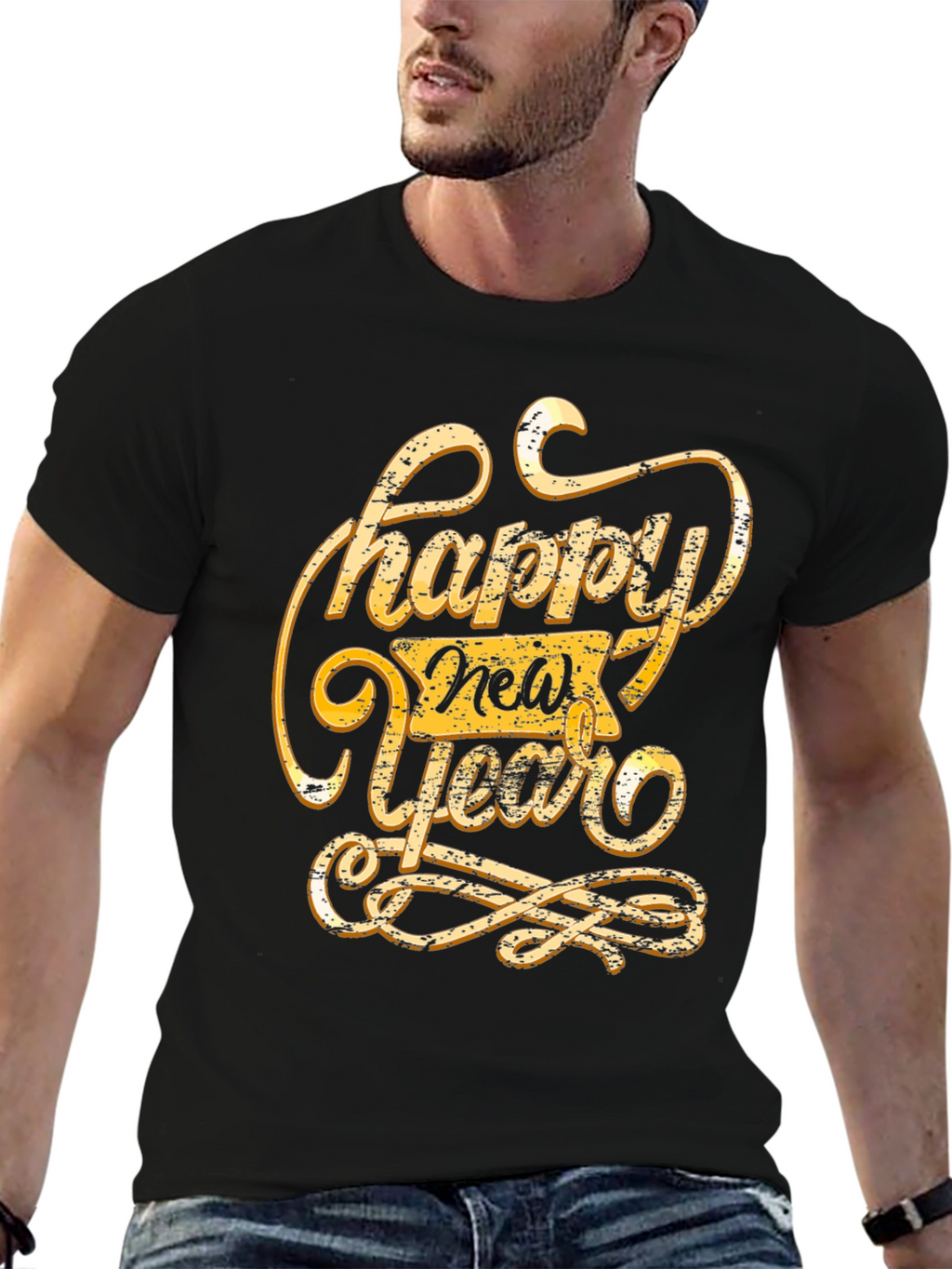 Happy New Year Graphic Tee - Black
