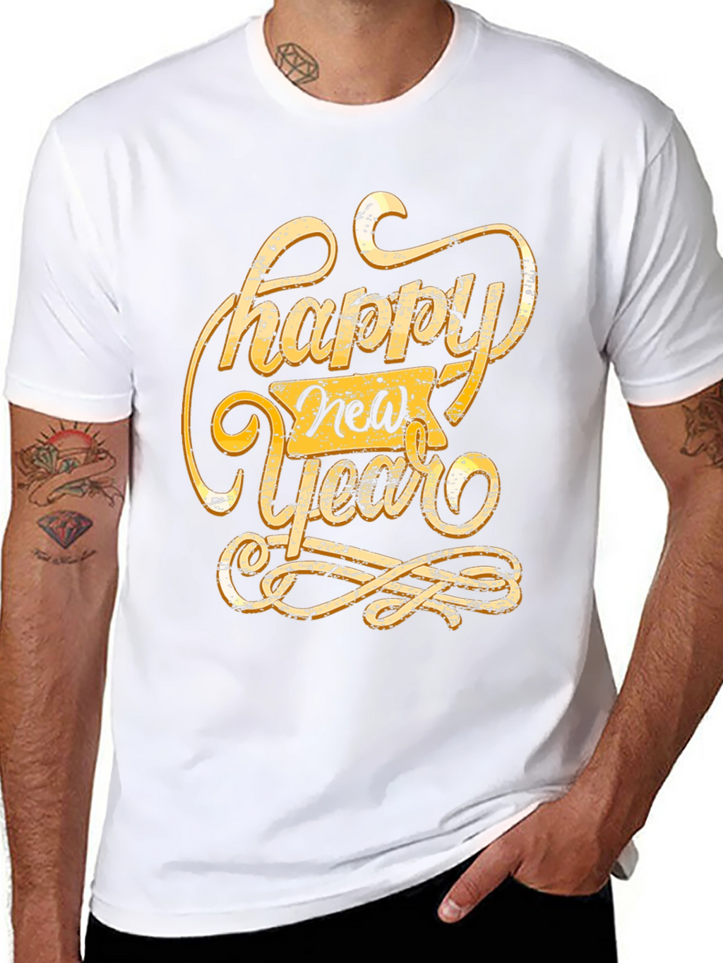 Happy New Year Graphic Tee - Black