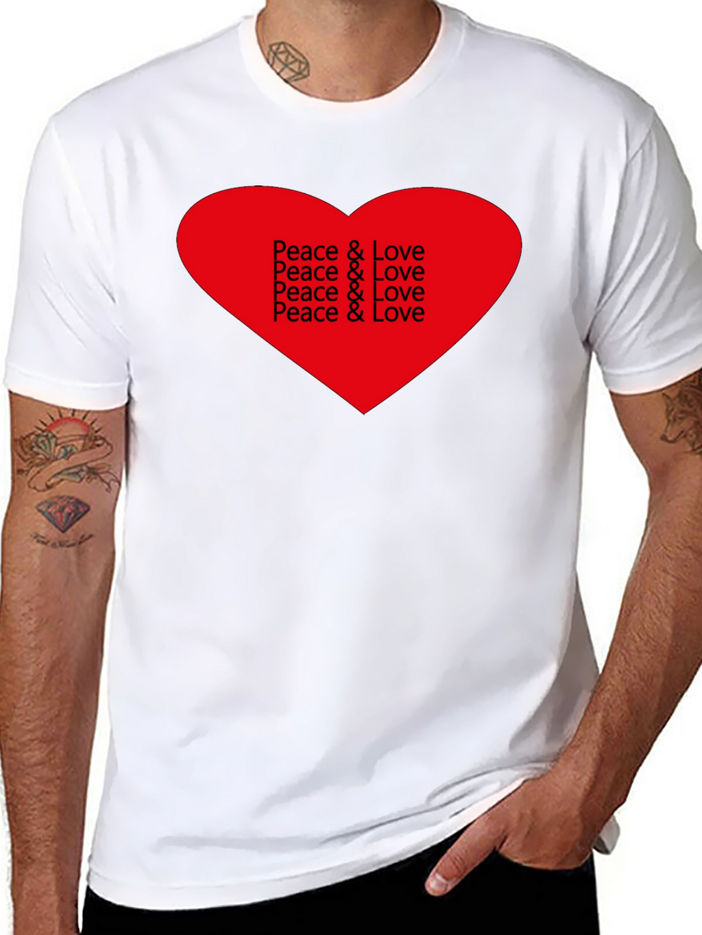 Peace & Love Heart Graphic T-Shirt