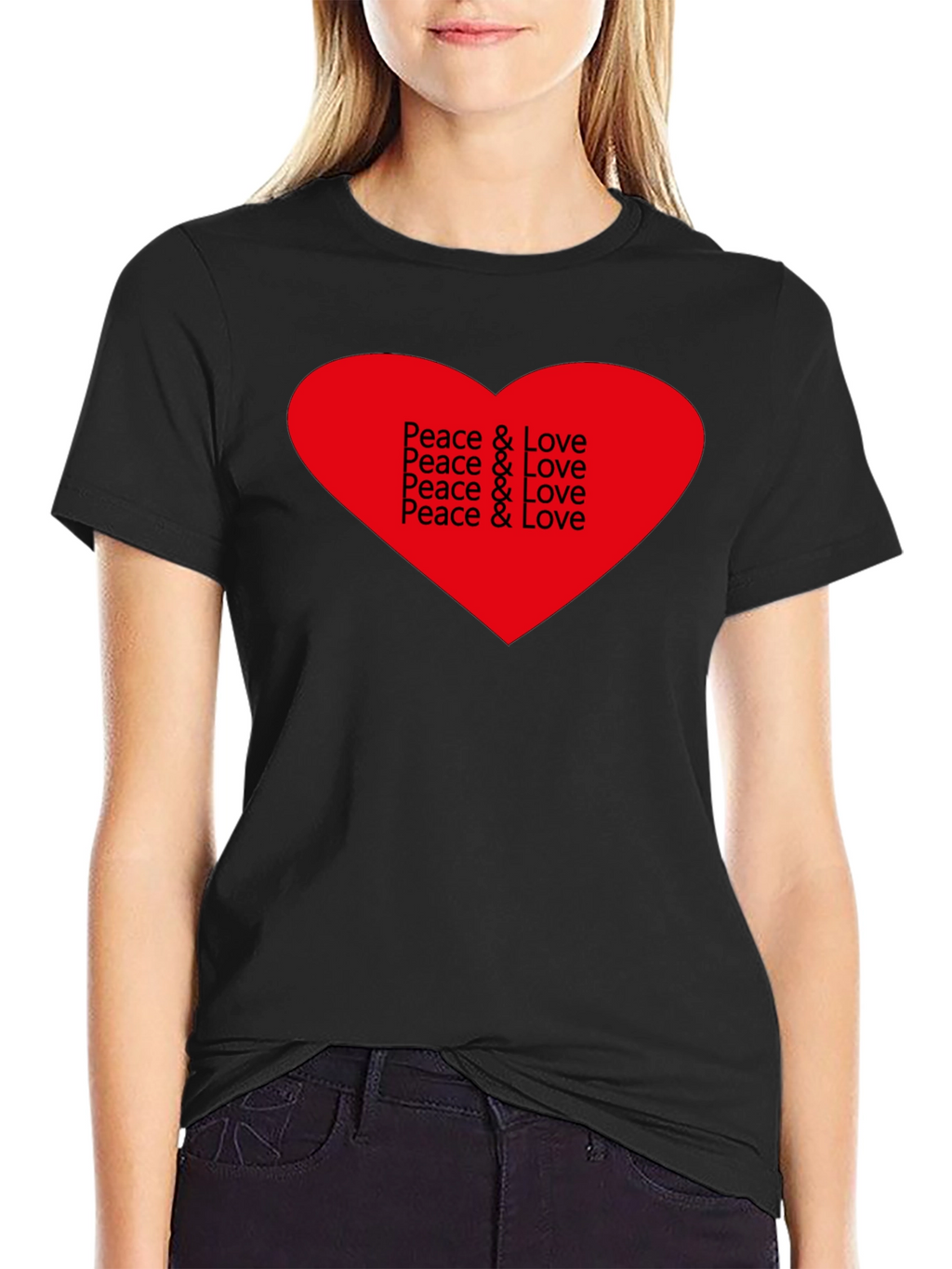 Peace & Love Heart Graphic T-Shirt