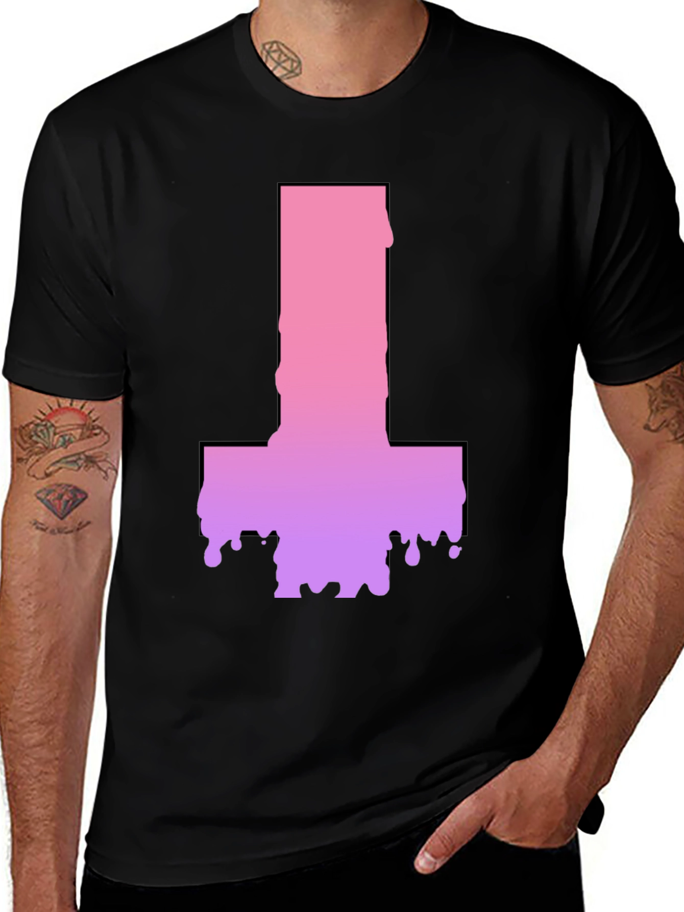 Inverted Cross Drip Graphic T-Shirt