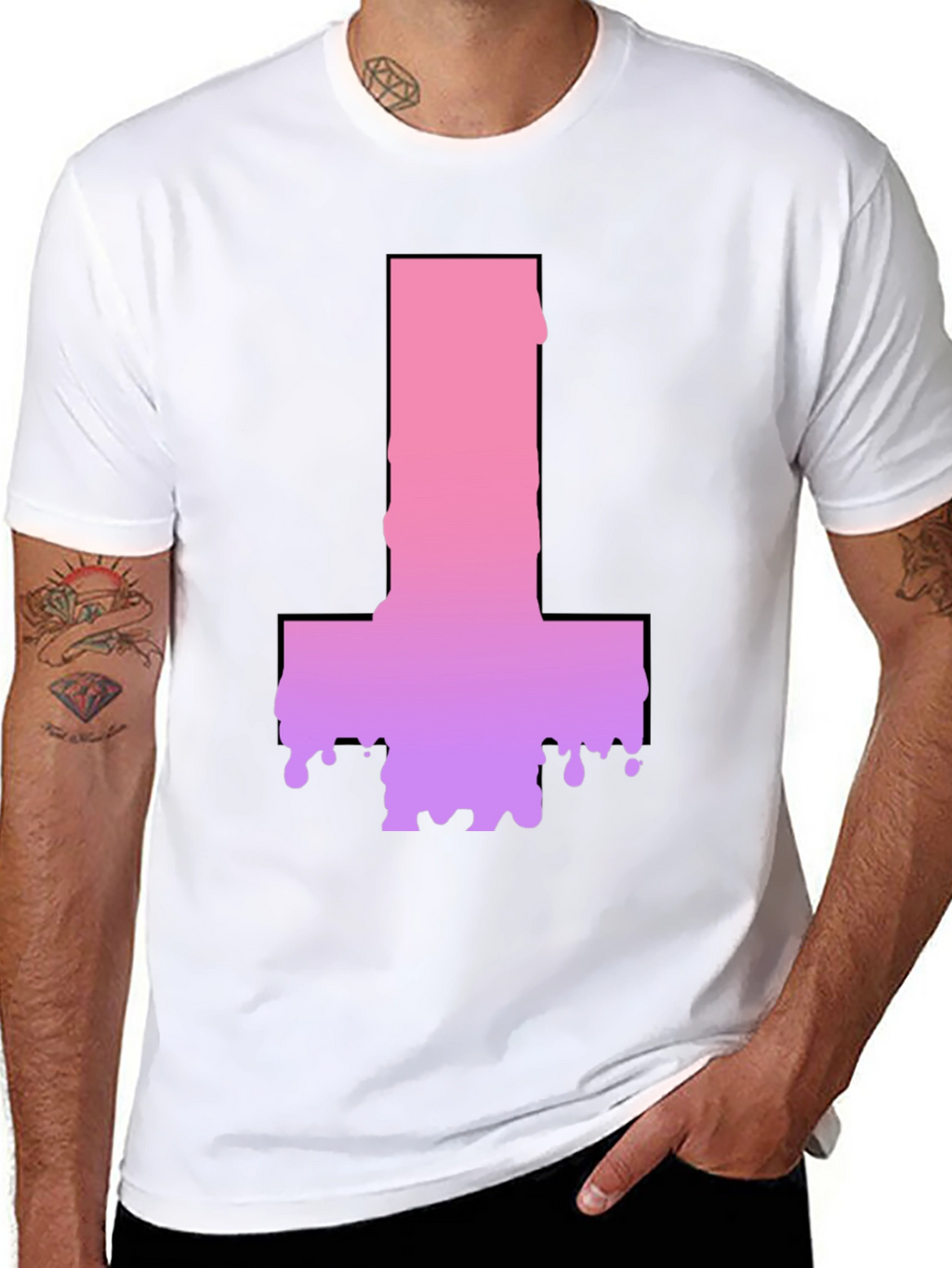 Inverted Cross Drip Graphic T-Shirt