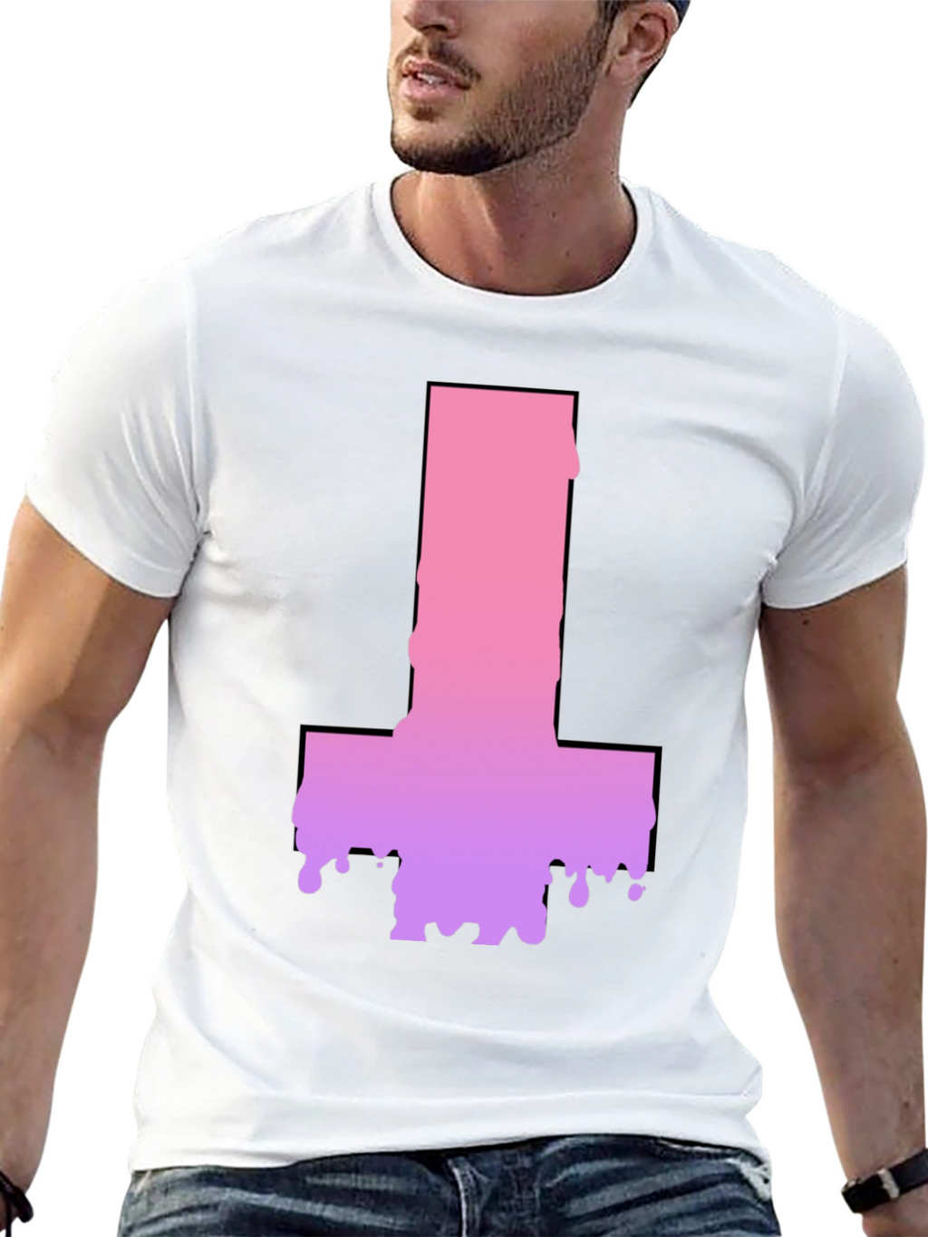 Inverted Cross Drip Graphic T-Shirt