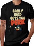 Early Bird Gets The Perk Funny Graphic Tee