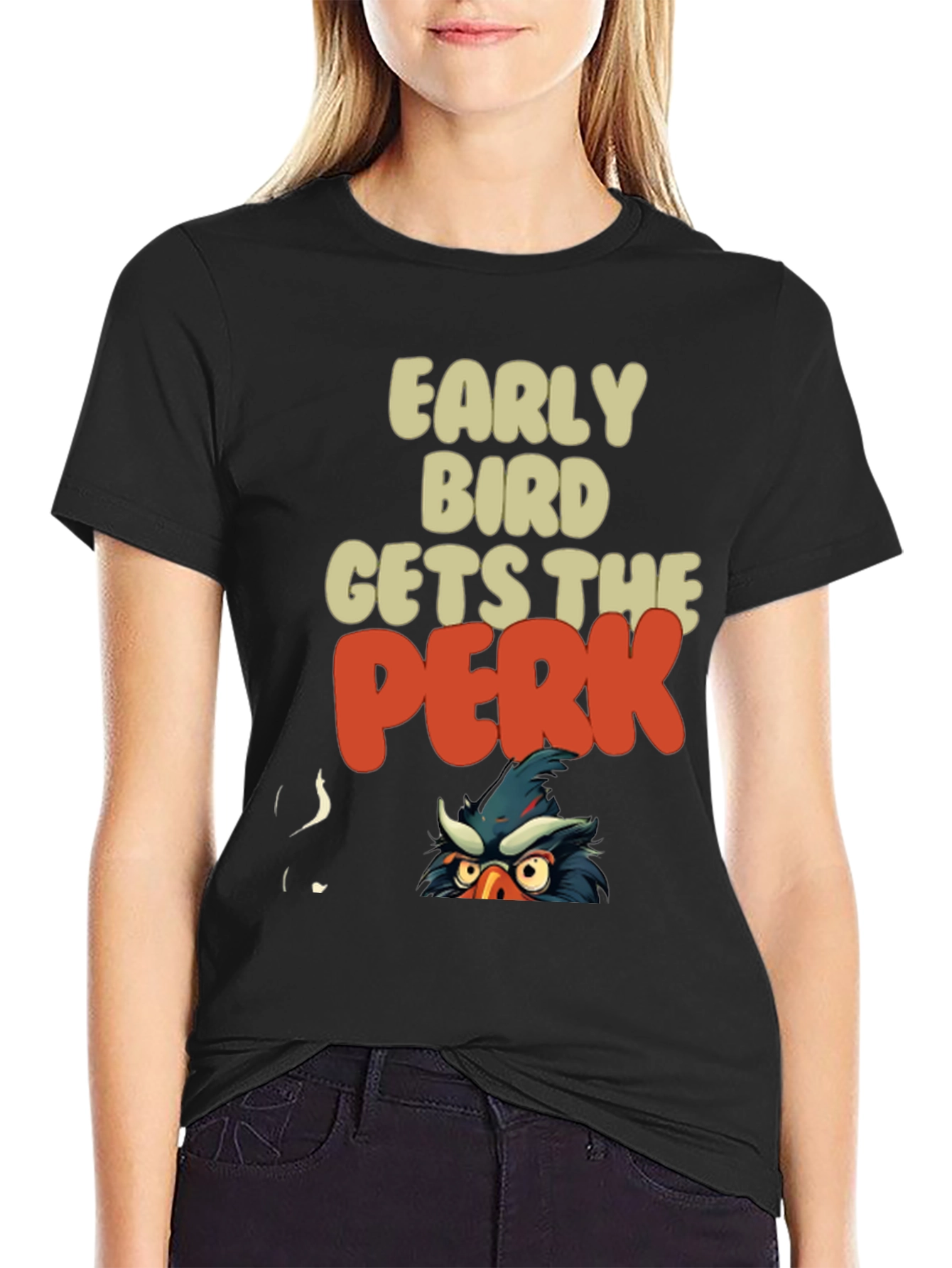 Early Bird Gets The Perk Funny Graphic Tee