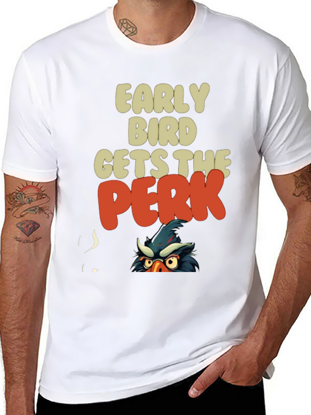 Early Bird Gets The Perk Funny Graphic Tee