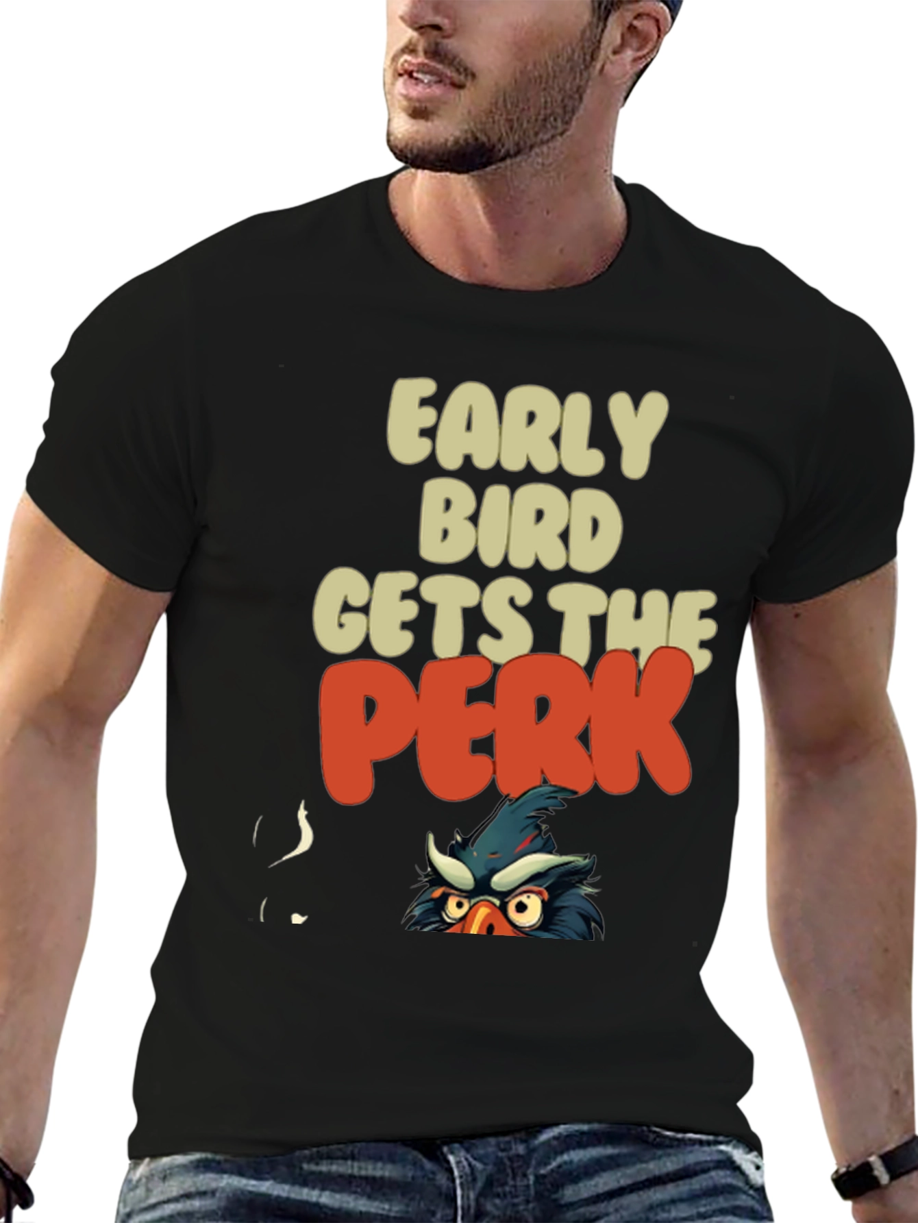 Early Bird Gets The Perk Funny Graphic Tee