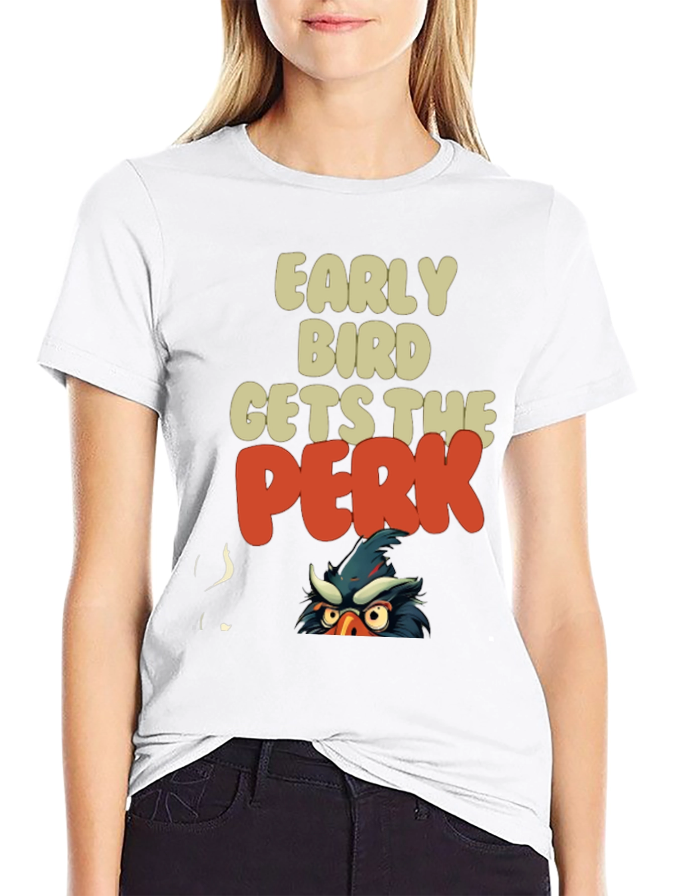 Early Bird Gets The Perk Funny Graphic Tee