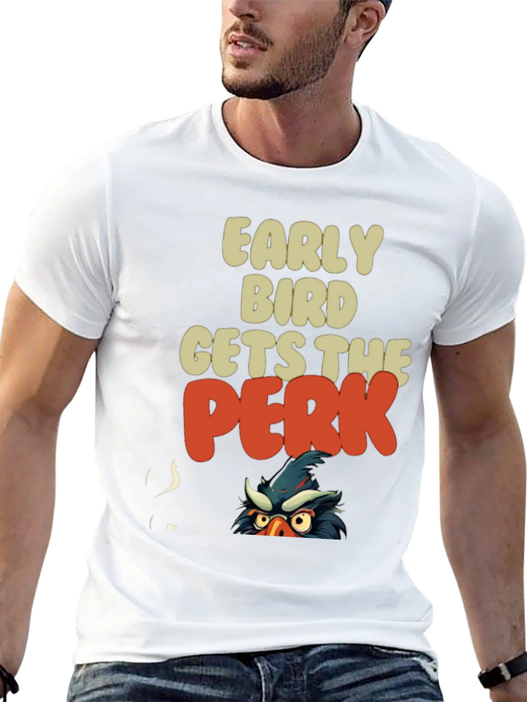 Early Bird Gets The Perk Funny Graphic Tee