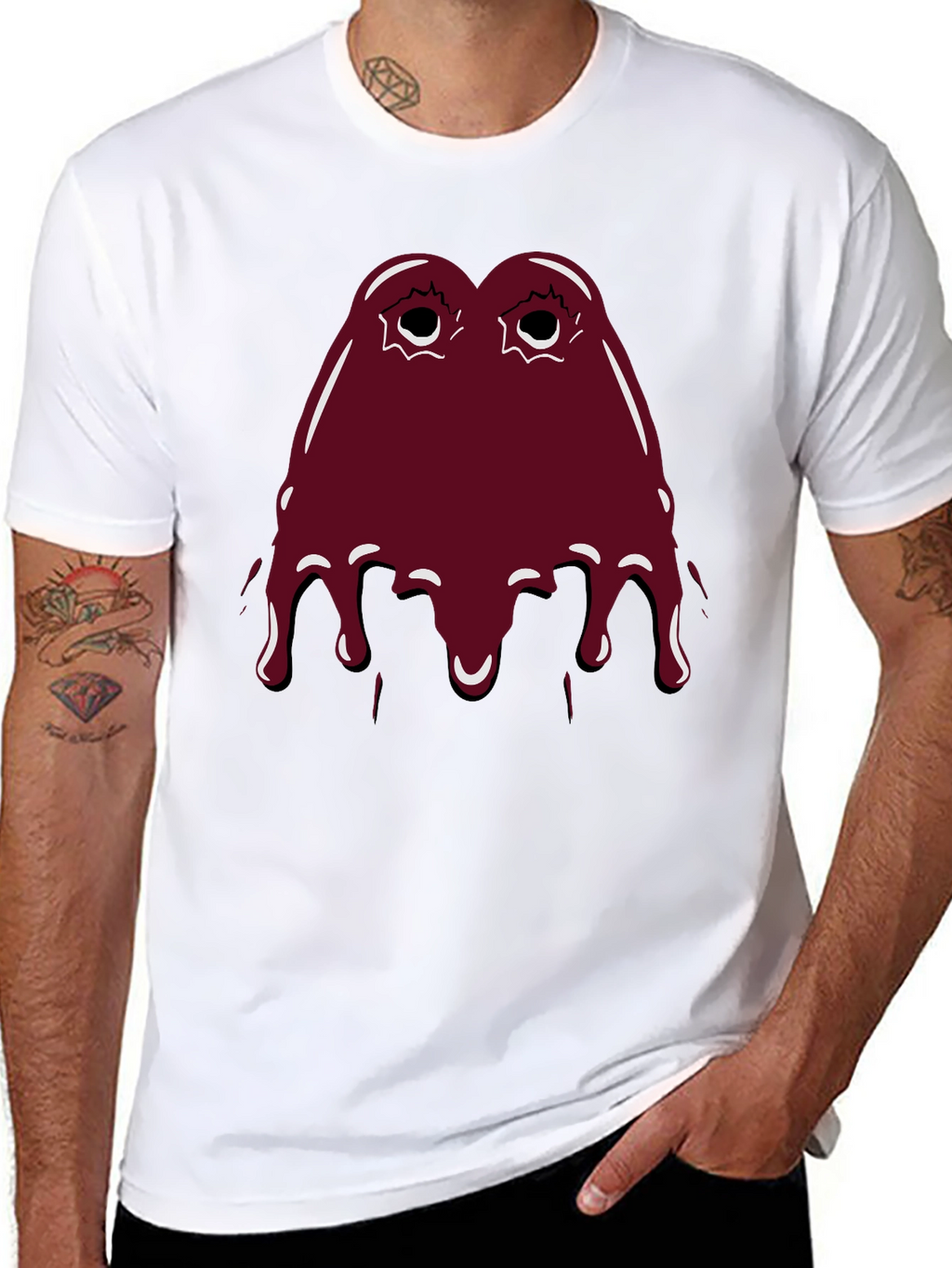 Maroon Slime Graphic Black T-Shirt