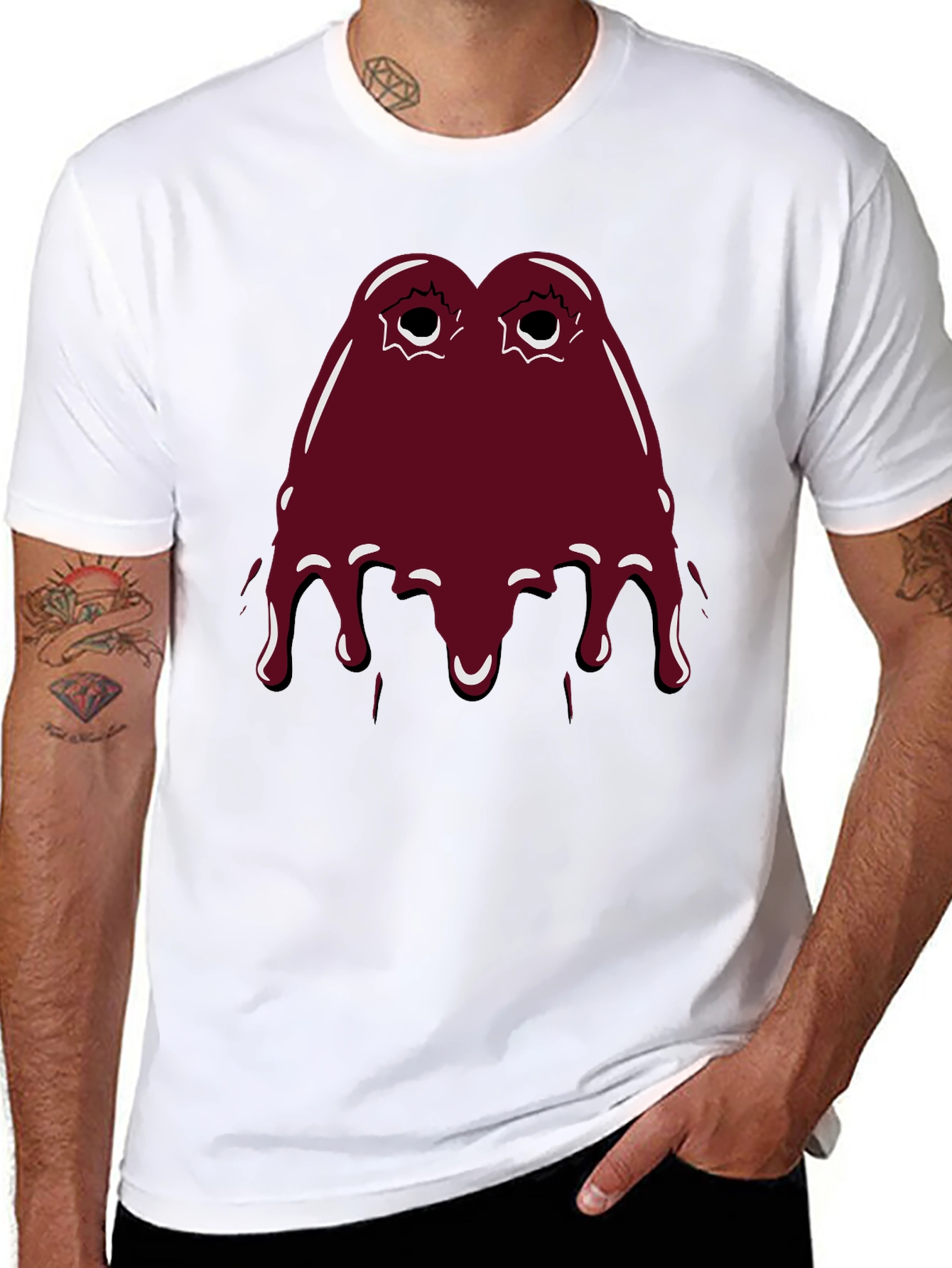 Maroon Slime Graphic Black T-Shirt