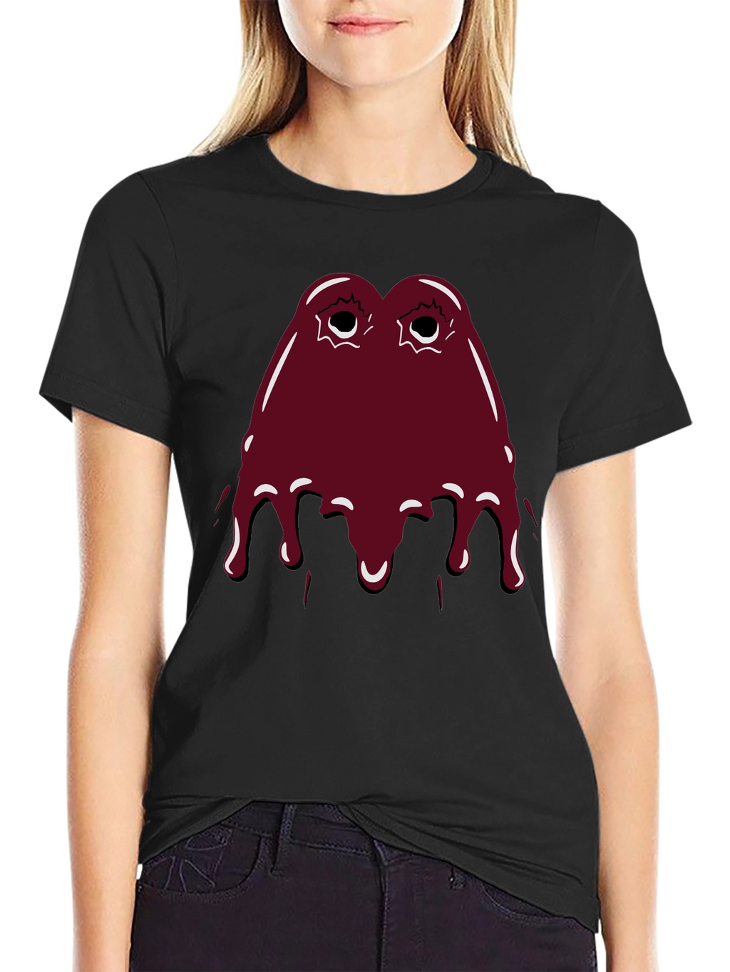 Maroon Slime Graphic Black T-Shirt
