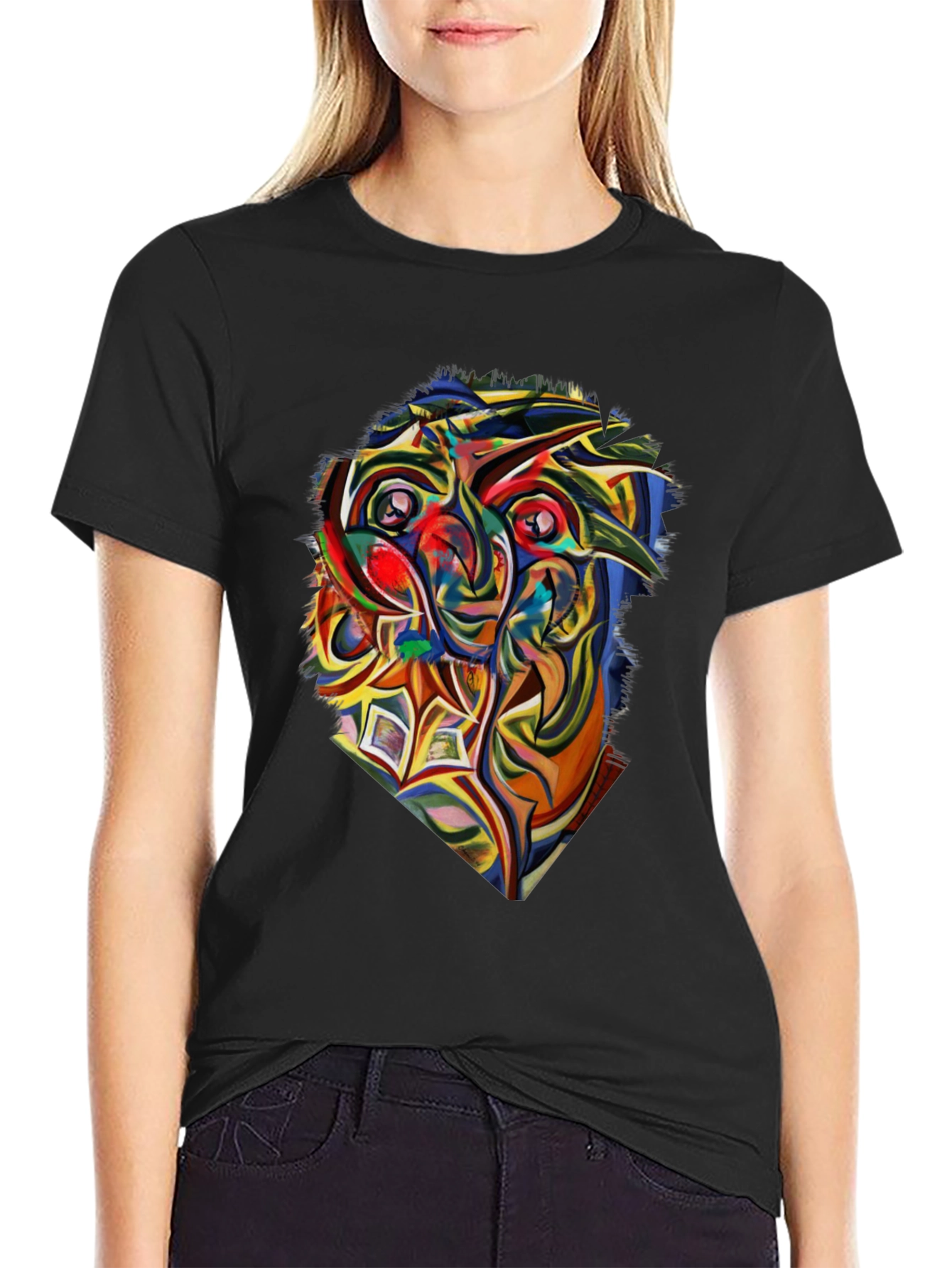 Abstract Owl Graphic Tee - Mens Black T-Shirt
