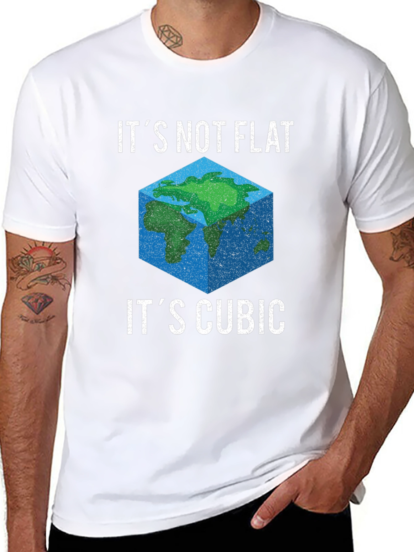 Cubic Earth Funny Graphic T-Shirt