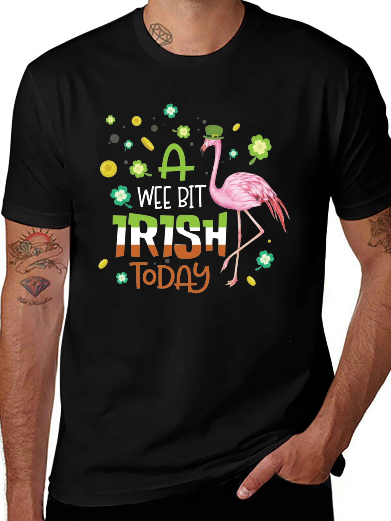 A Wee Bit Irish Today Flamingo St. Patricks Day T-Shirt