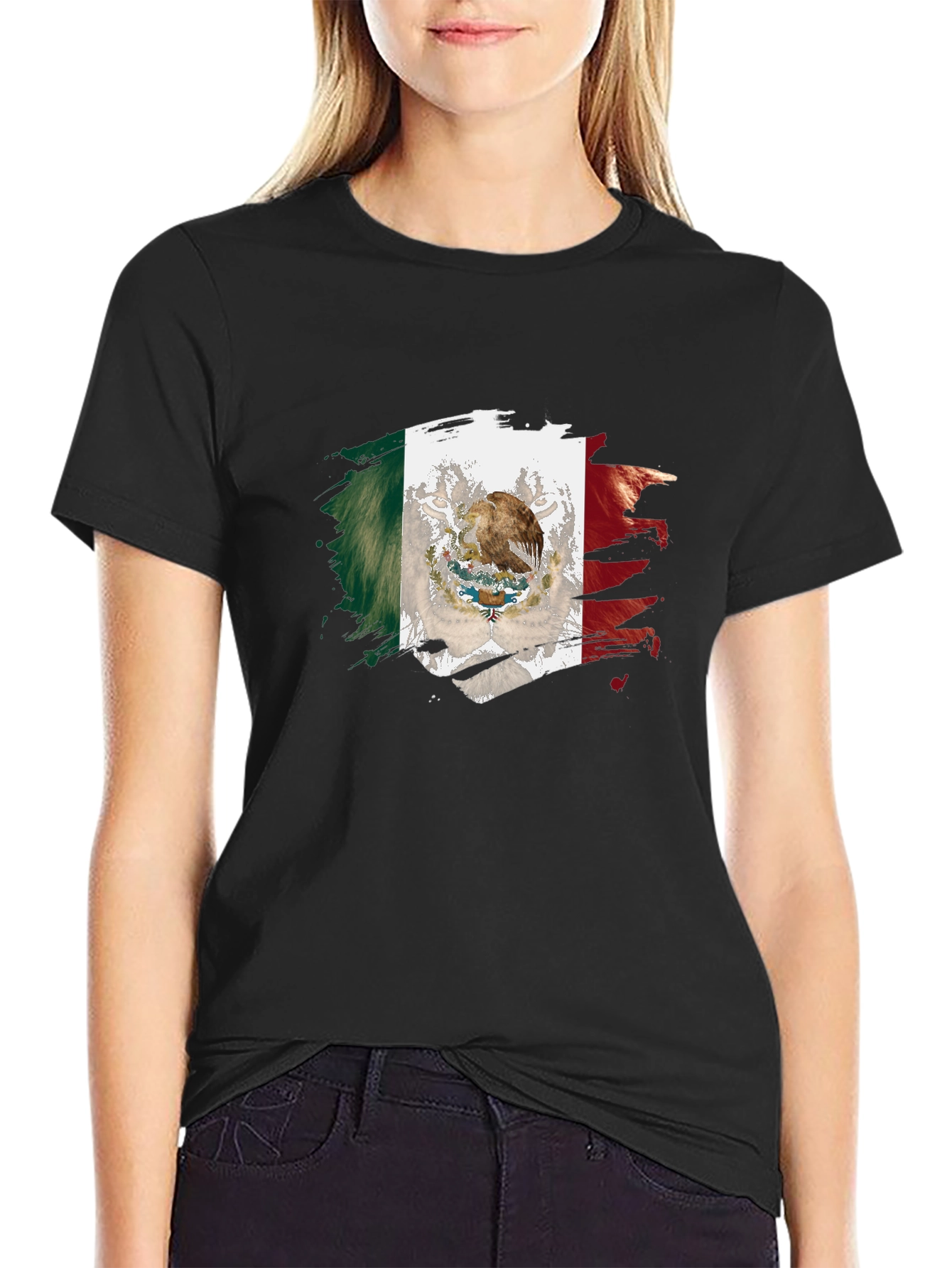 Mexico Flag Graphic Tee - Mens Black T-Shirt