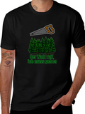 Lumberjack Saw & Forest Graphic Tee - Black