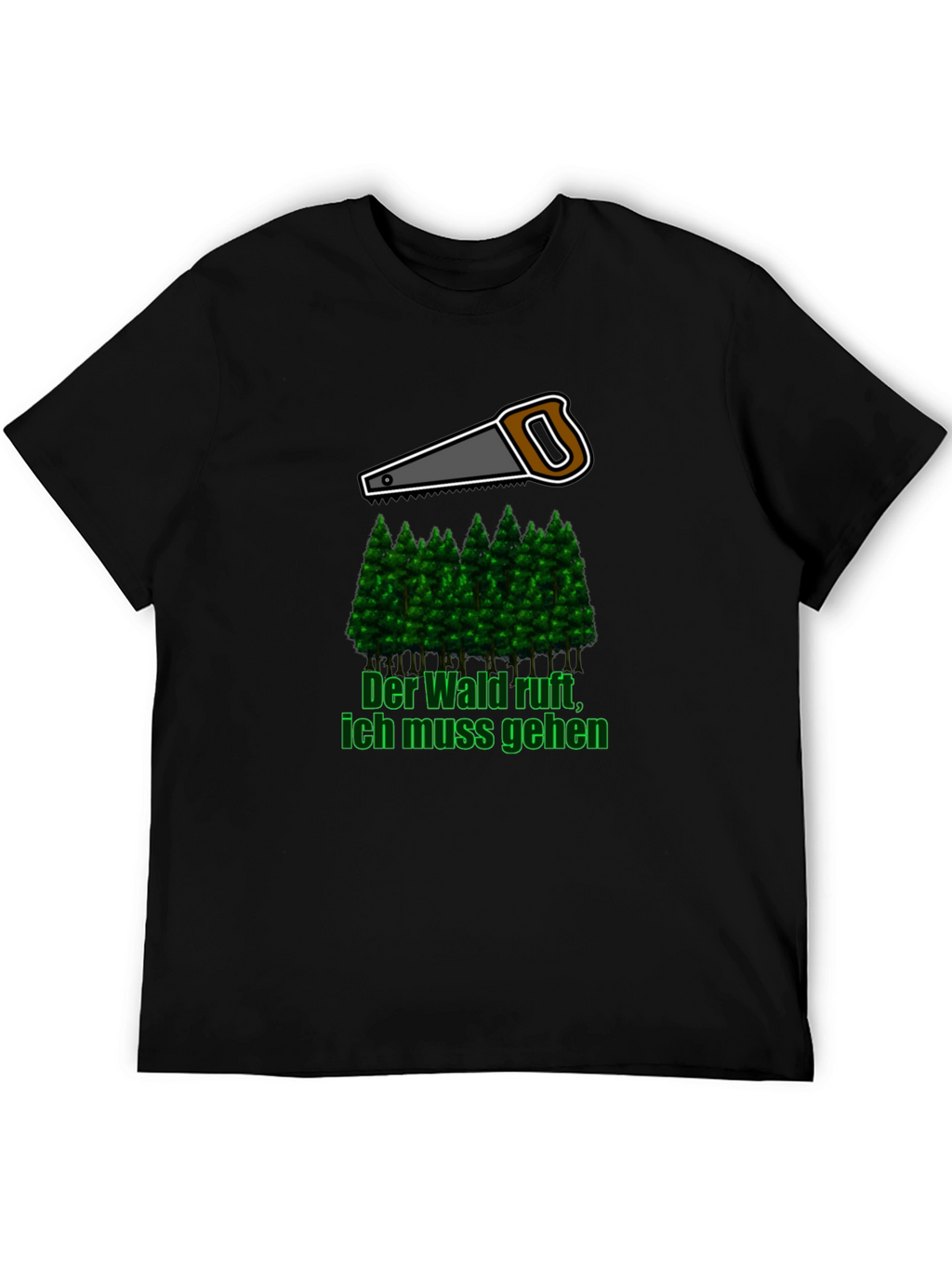 Lumberjack Saw & Forest Graphic Tee - Black