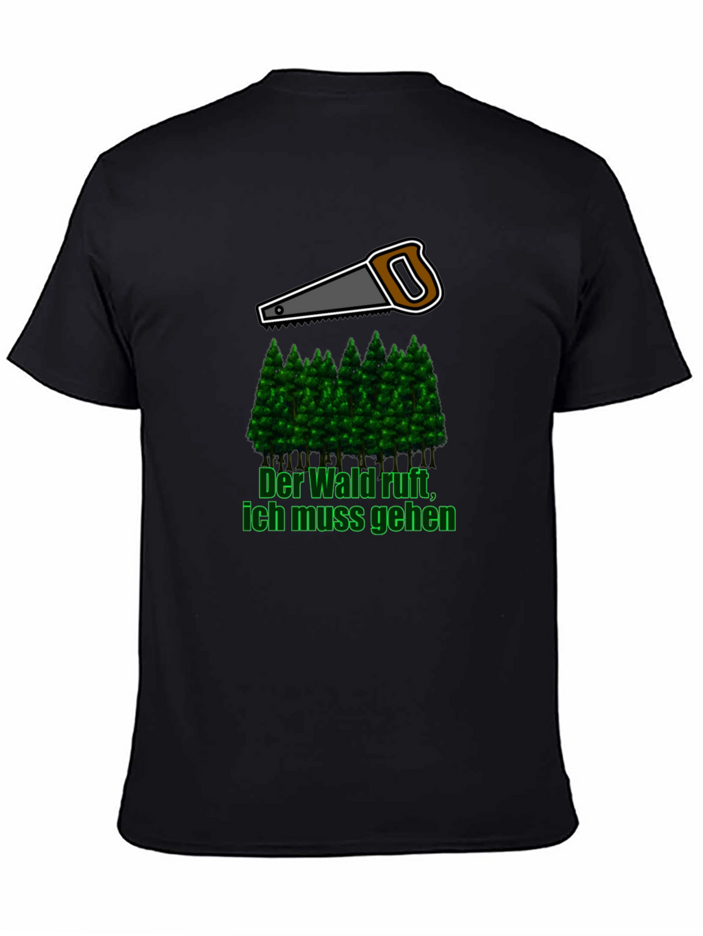 Lumberjack Saw & Forest Graphic Tee - Black