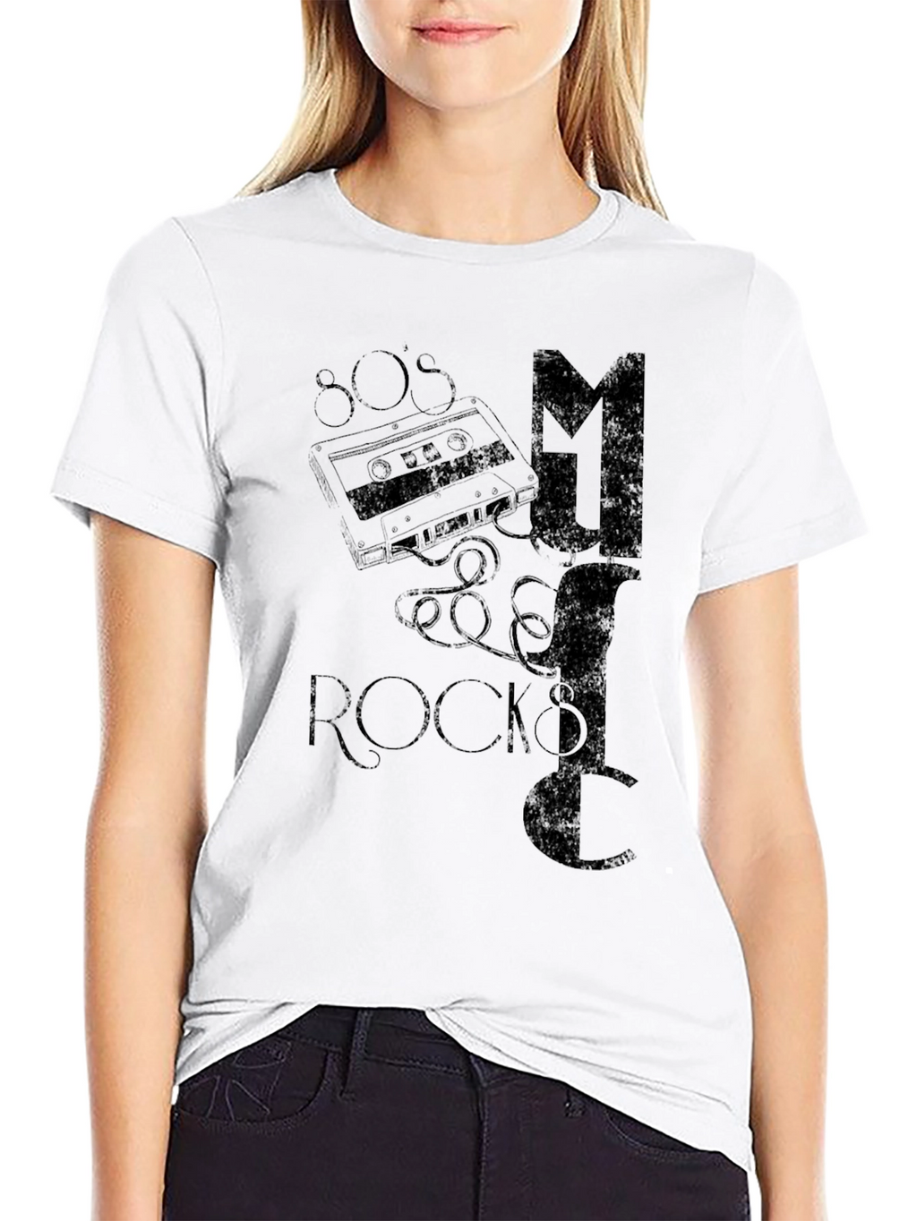 80s Music Rocks Black T-Shirt