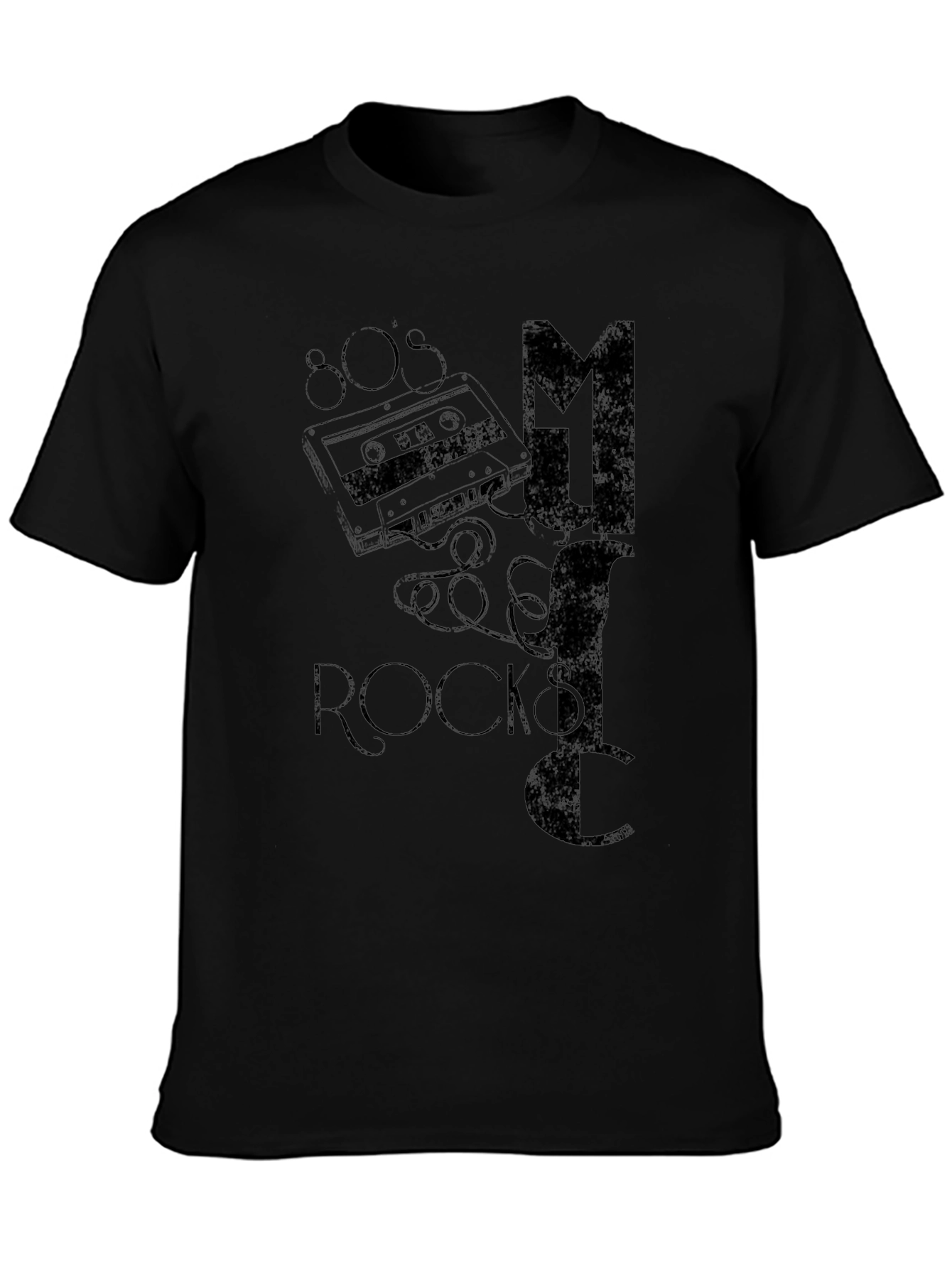 80s Music Rocks Black T-Shirt