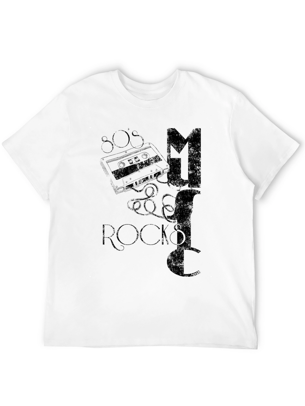 80s Music Rocks Black T-Shirt