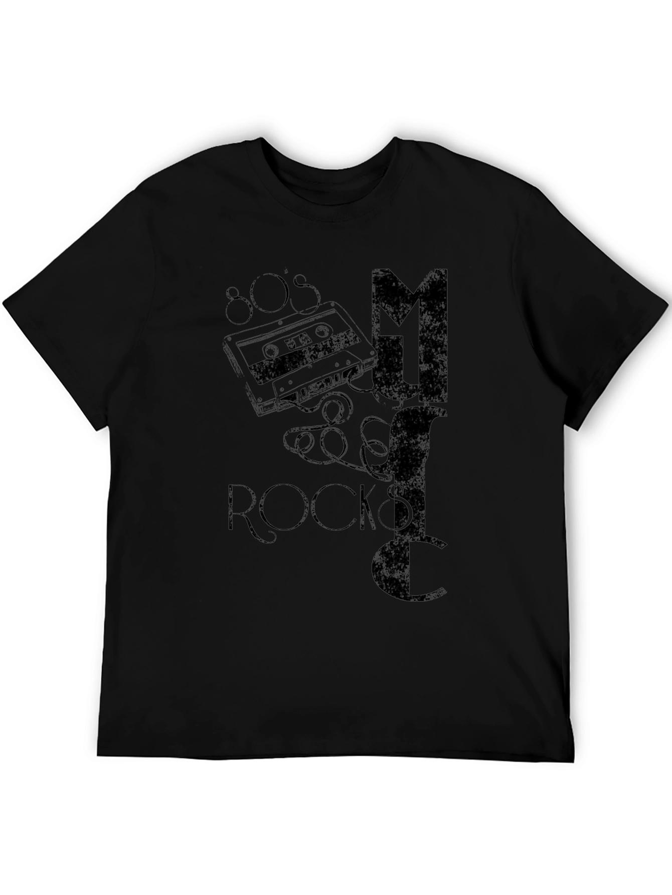 80s Music Rocks Black T-Shirt