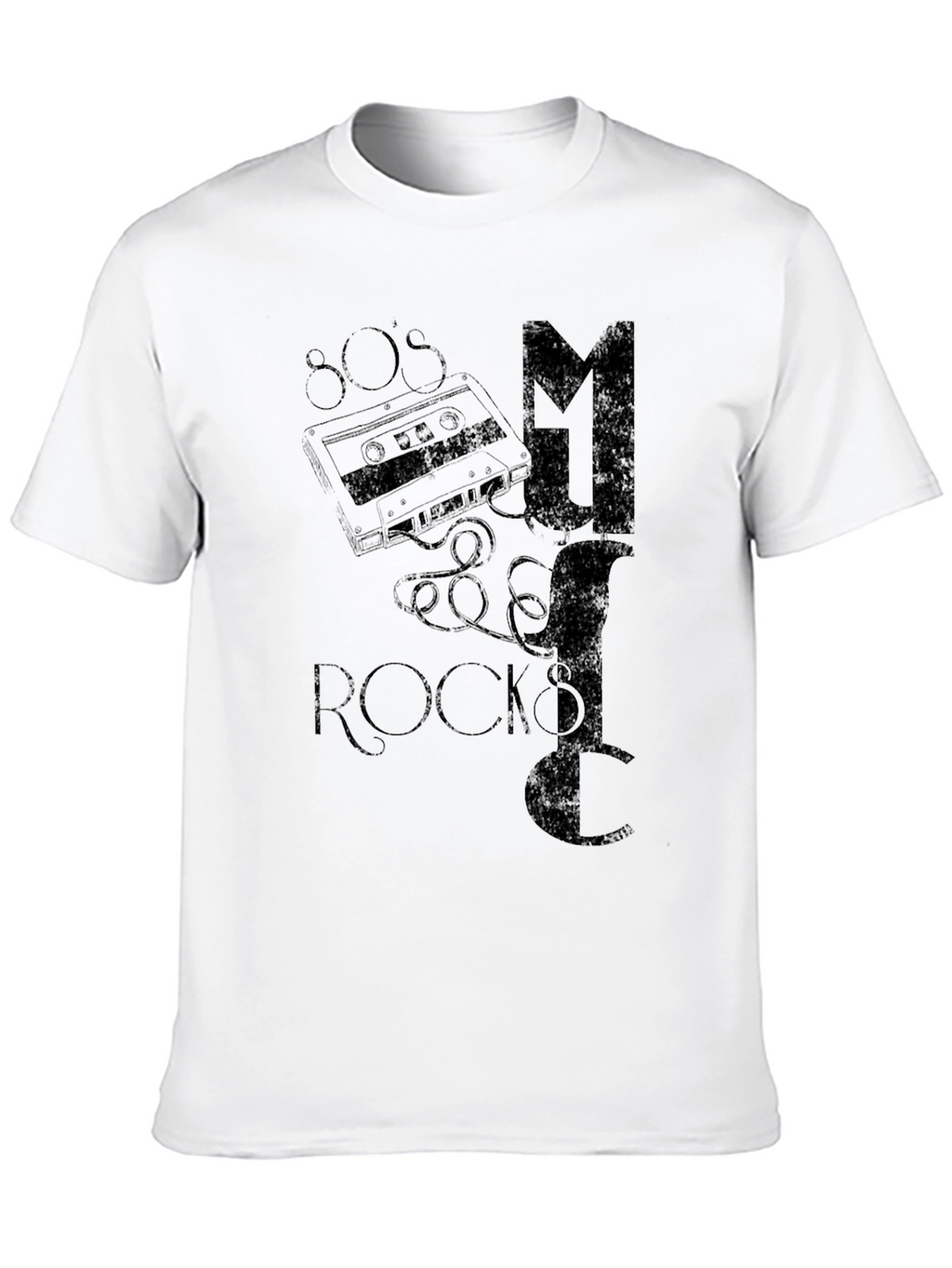 80s Music Rocks Black T-Shirt