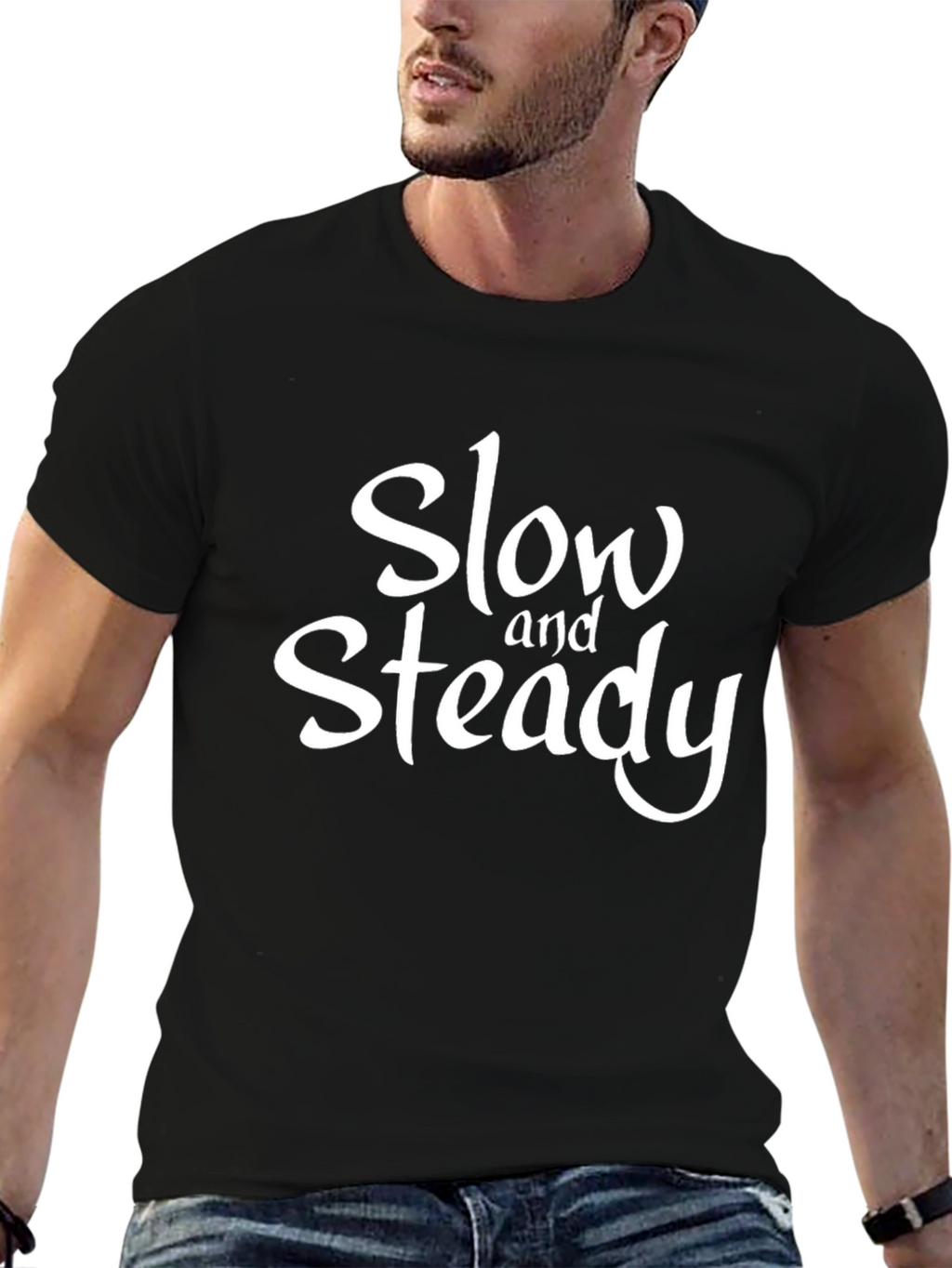 Slow and Steady Graphic T-Shirt - Casual Black Tee