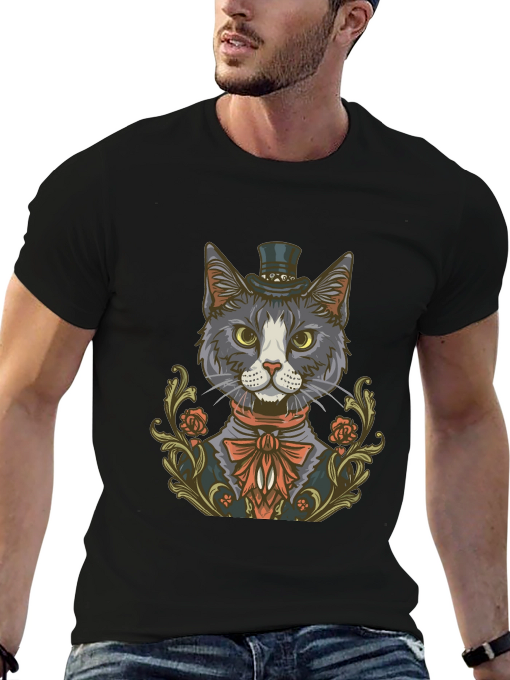 Dapper Cat Top Hat Graphic Tee