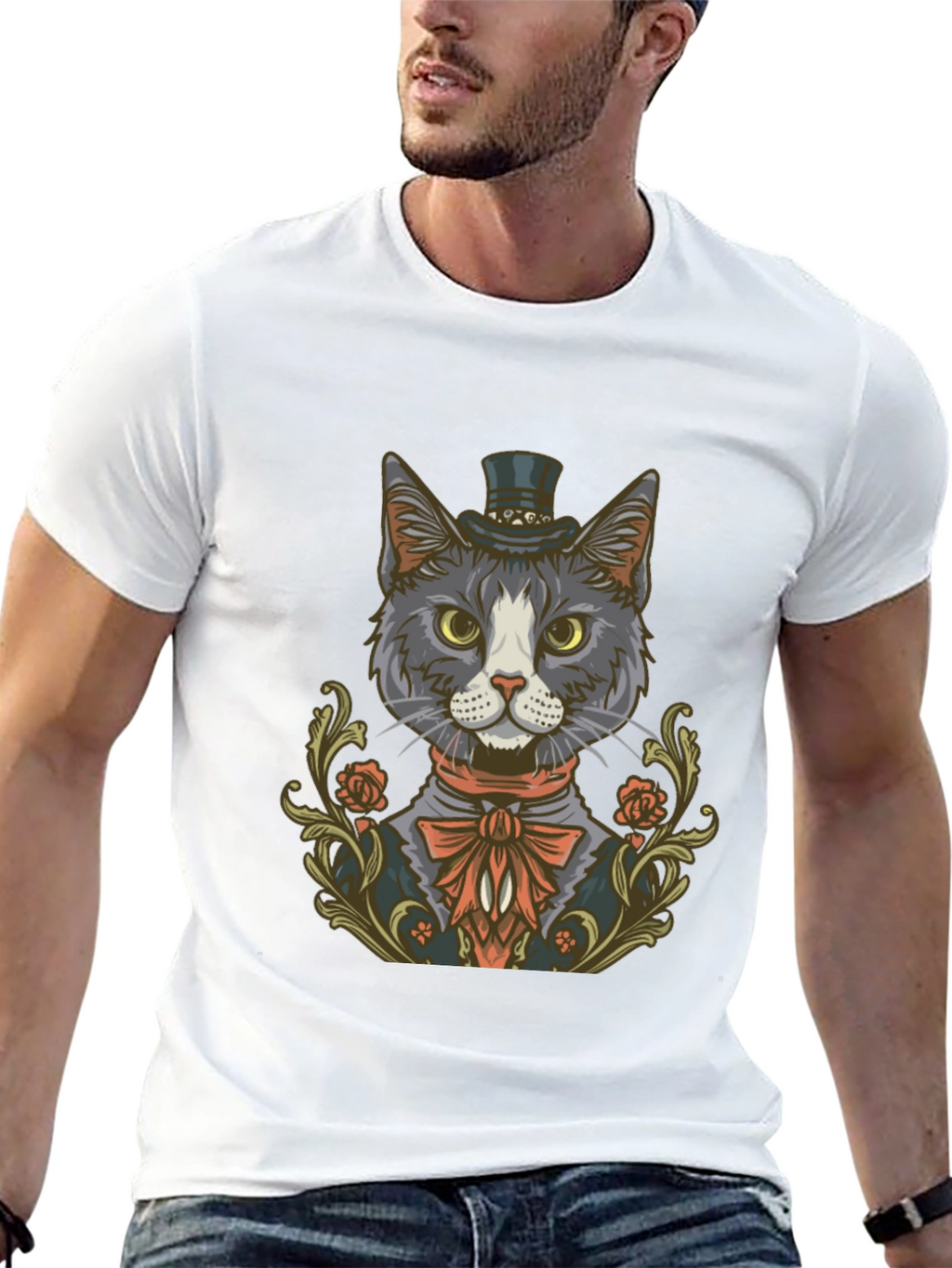 Dapper Cat Top Hat Graphic Tee