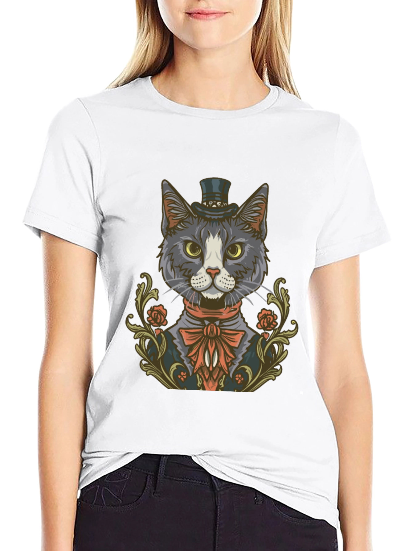 Dapper Cat Top Hat Graphic Tee