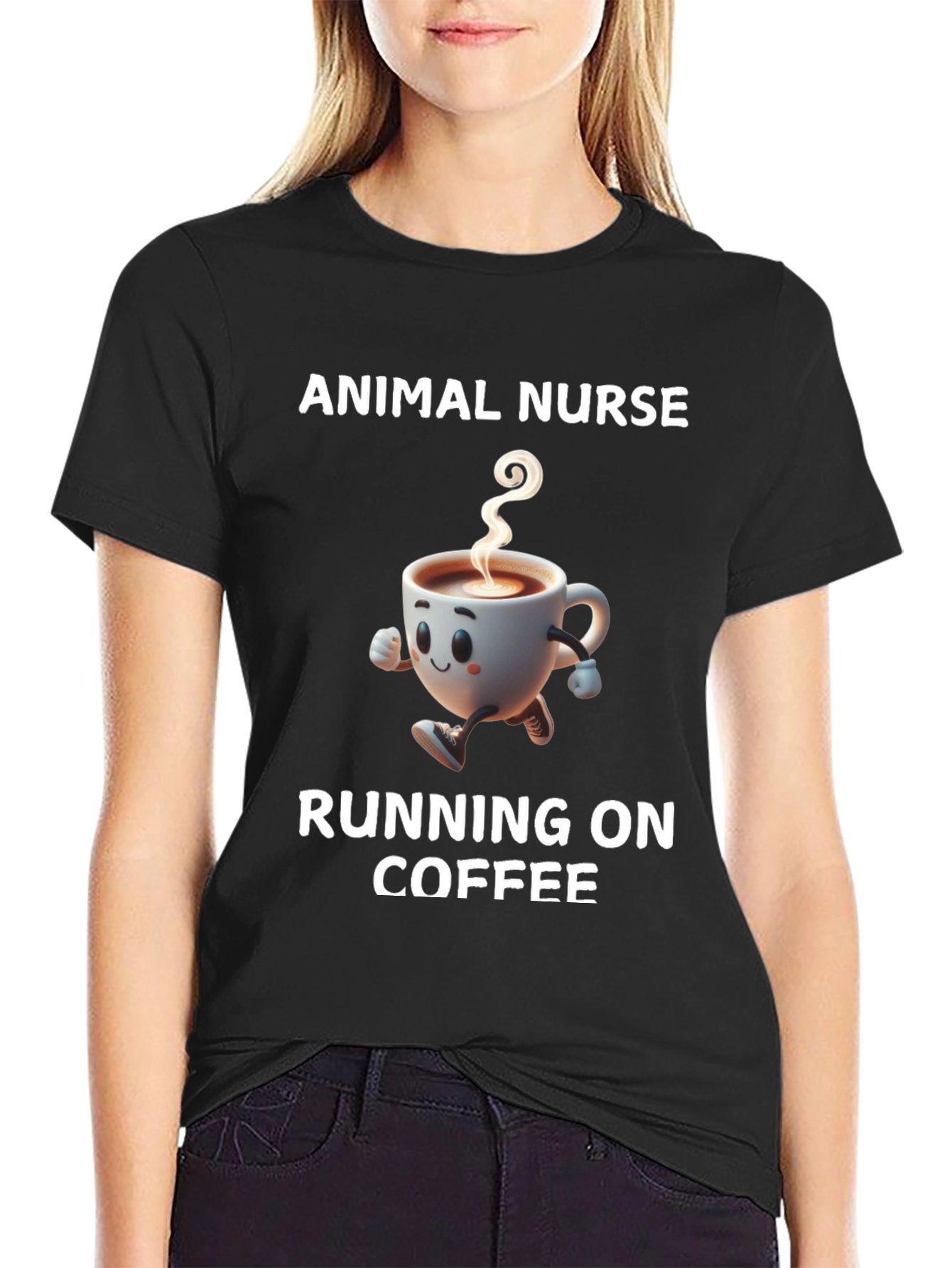 Animal Nurse Running on Coffee T-Shirt