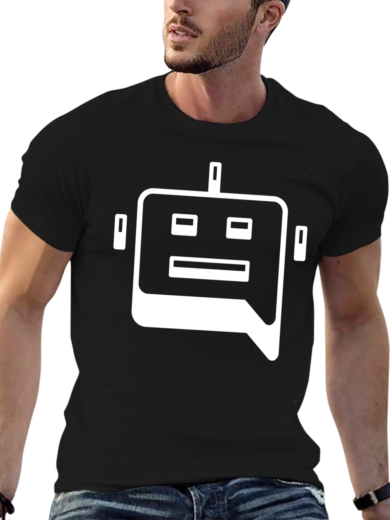 Robot Head Graphic Tee - Black