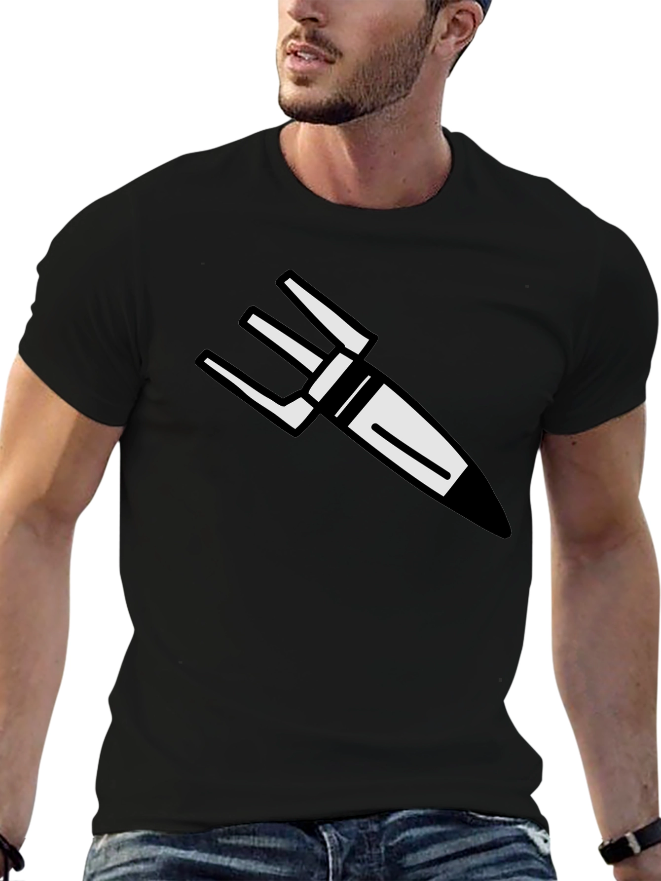 Rocket Graphic Tee - Cool Black T-Shirt