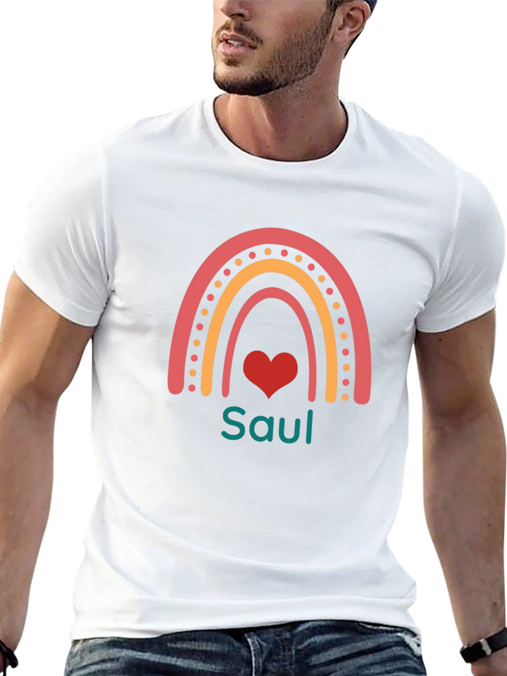 Personalized Saul Rainbow Heart T-Shirt