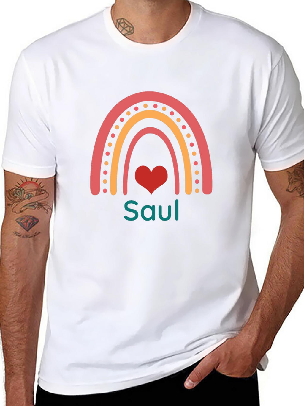 Personalized Saul Rainbow Heart T-Shirt