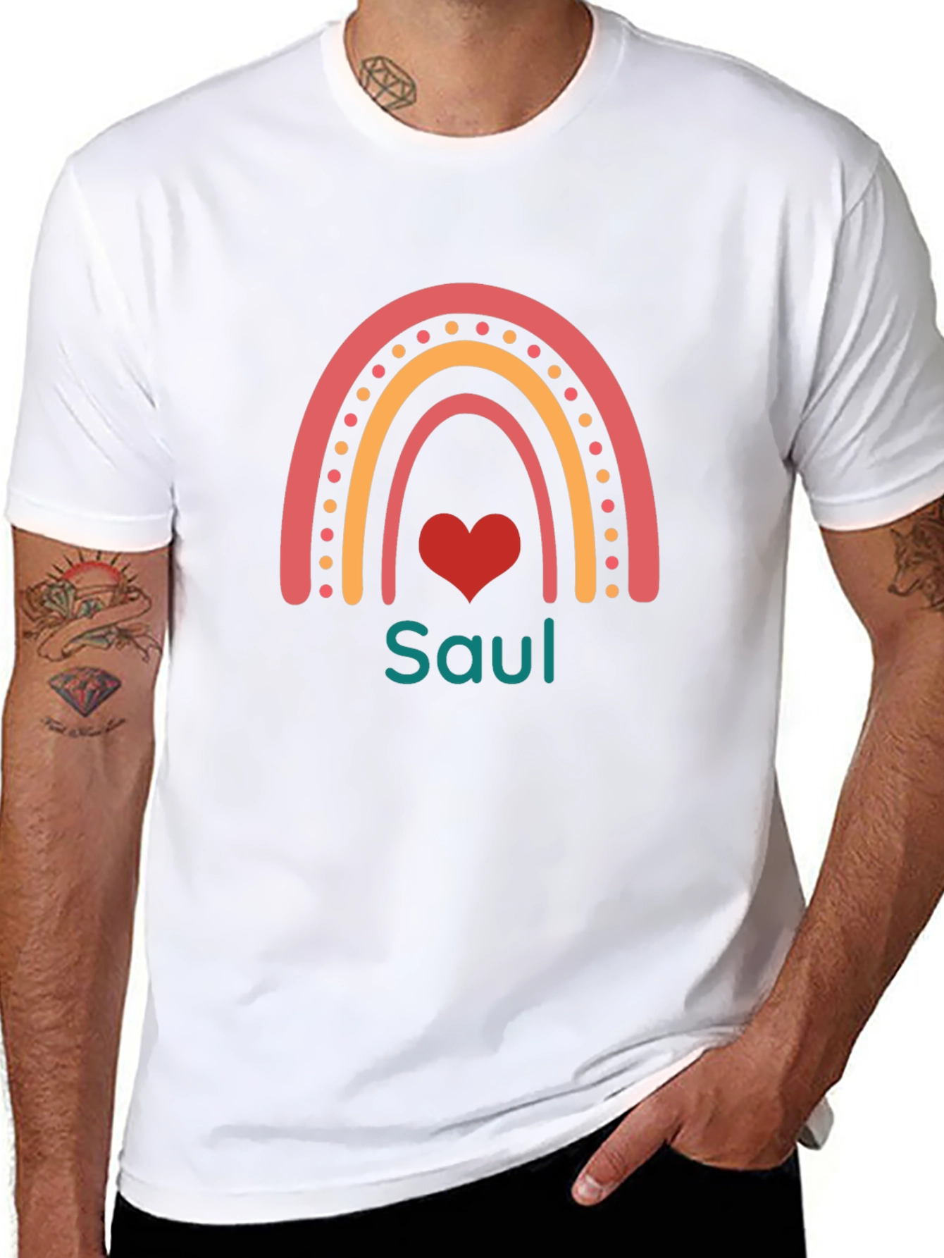 Personalized Saul Rainbow Heart T-Shirt