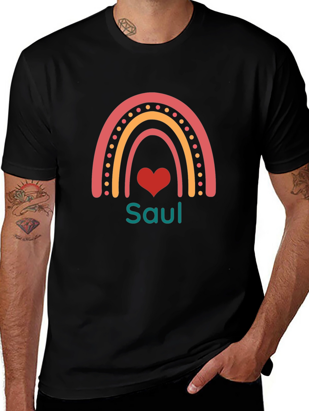 Personalized Saul Rainbow Heart T-Shirt