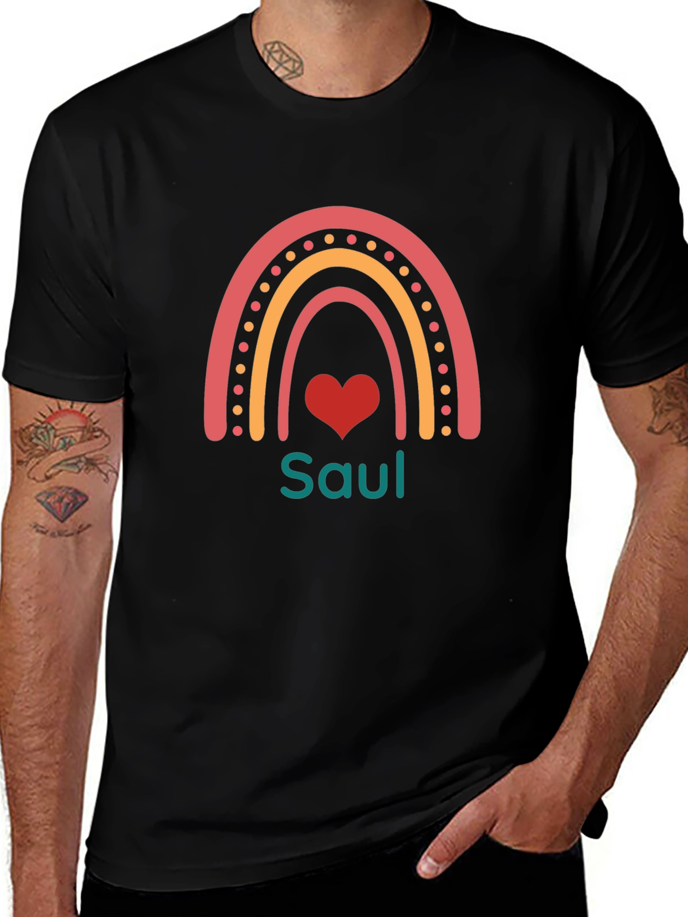 Personalized Saul Rainbow Heart T-Shirt