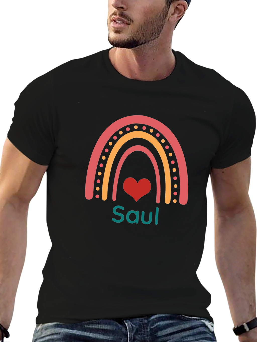 Personalized Saul Rainbow Heart T-Shirt