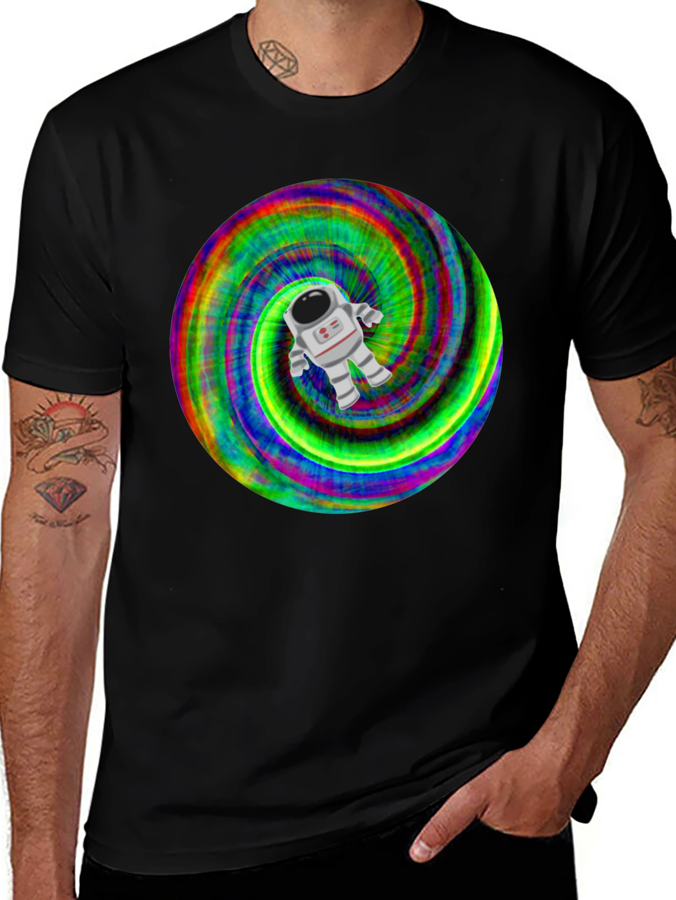 Astronaut Tie-Dye Swirl Graphic T-Shirt